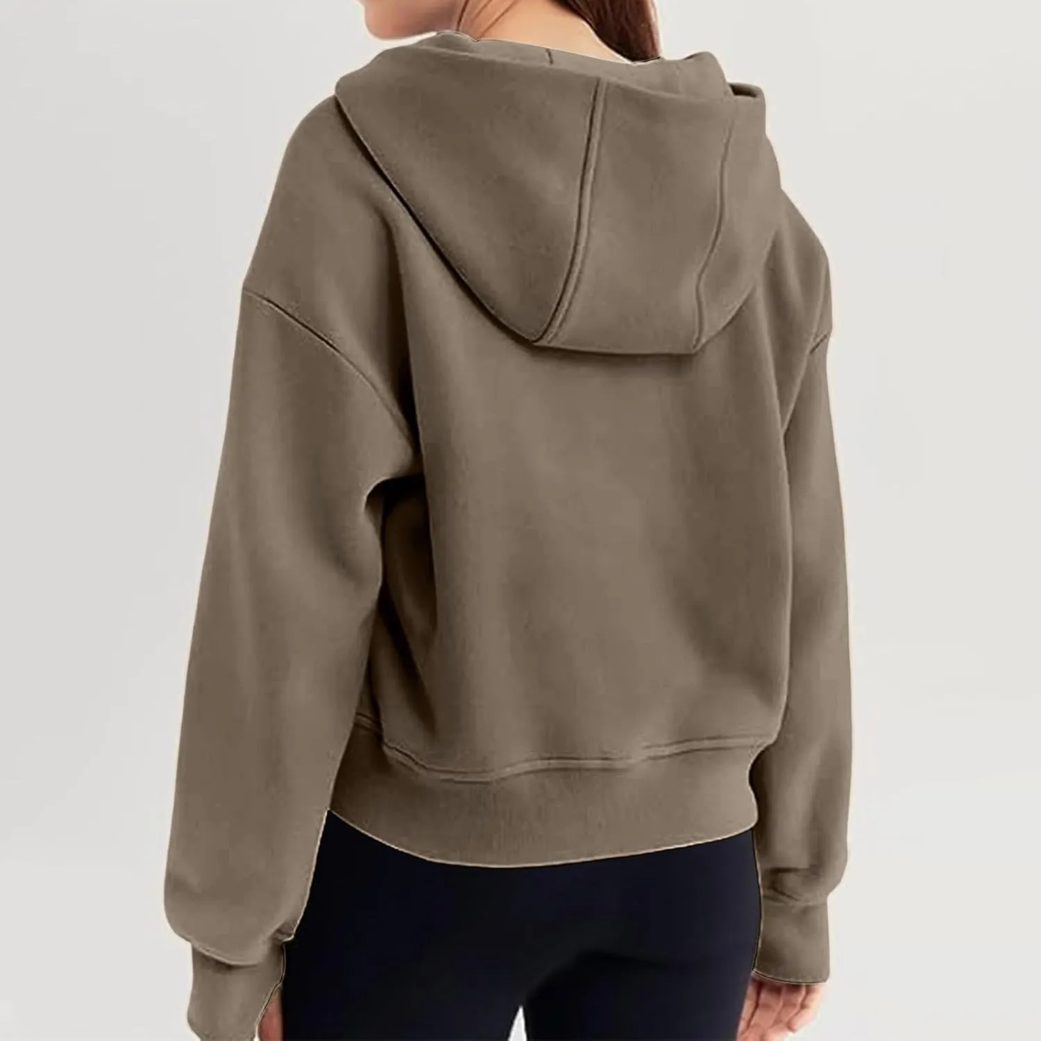 Half Zip Sweatshirts for Women Cropped Pullover Fall Winter Sweatshirts Long Sleeve Casual Warm Sweatshirts