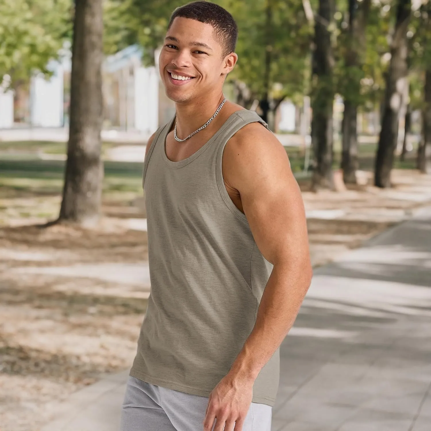 Hanes Men's Originals Tri-Blend Tank Top, Lightweight Tanks For Men, Sleeveless Tank Shirt