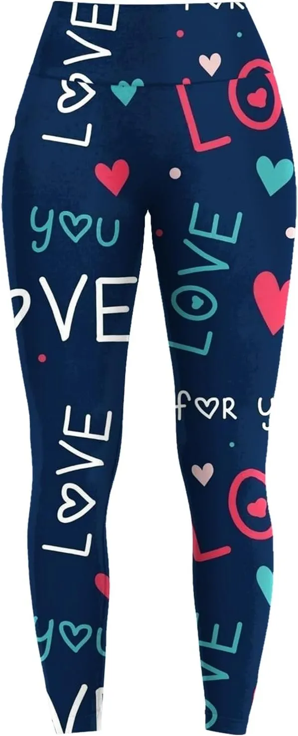 Heart Dressy Leggings for Women Short Valentines Day Holiday Leggings with Pockets Green Shamrock Pants