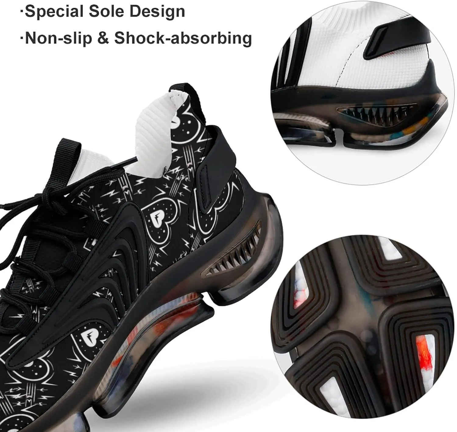 Heartbeat Love Heart Mens Sneakers Running Shoes Lightweight Athletic Shoes for Jogging Walking Gym