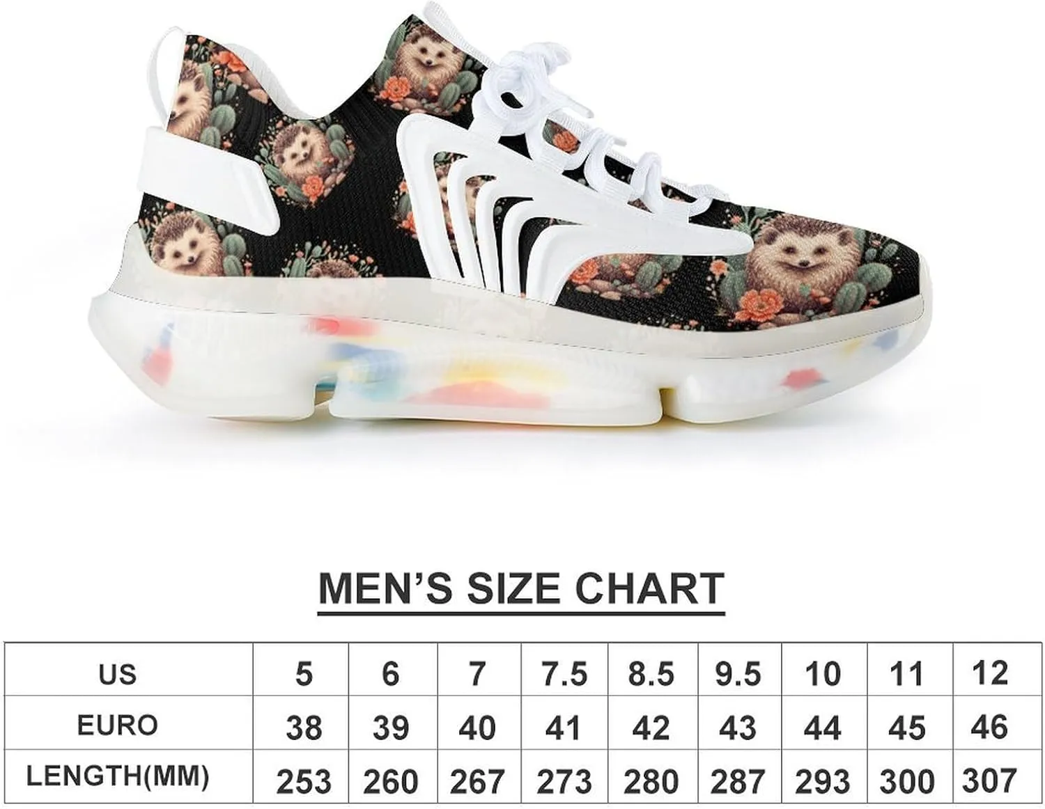 Hedgehog Cactus Mens Sneakers Running Shoes Lightweight Athletic Shoes for Jogging Walking Gym