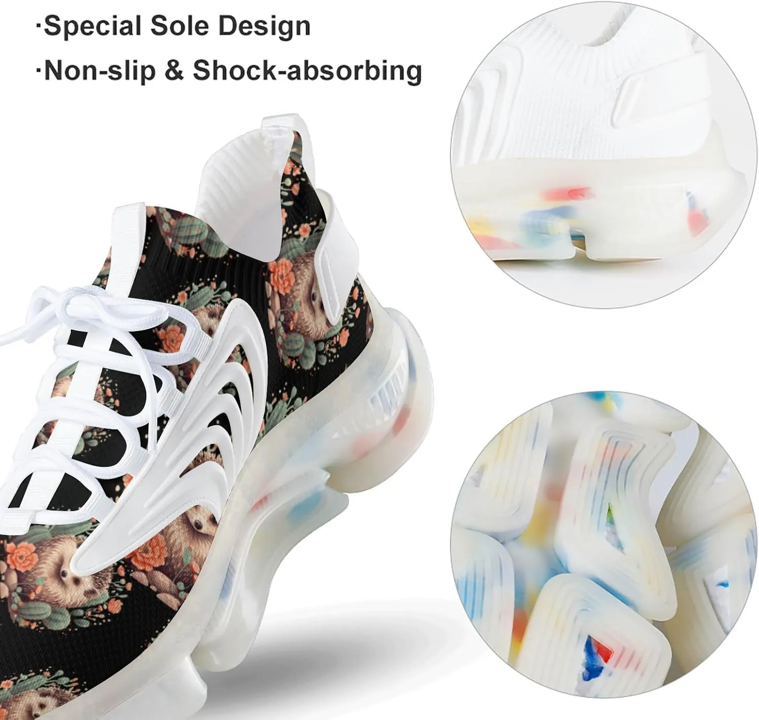 Hedgehog Cactus Mens Sneakers Running Shoes Lightweight Athletic Shoes for Jogging Walking Gym