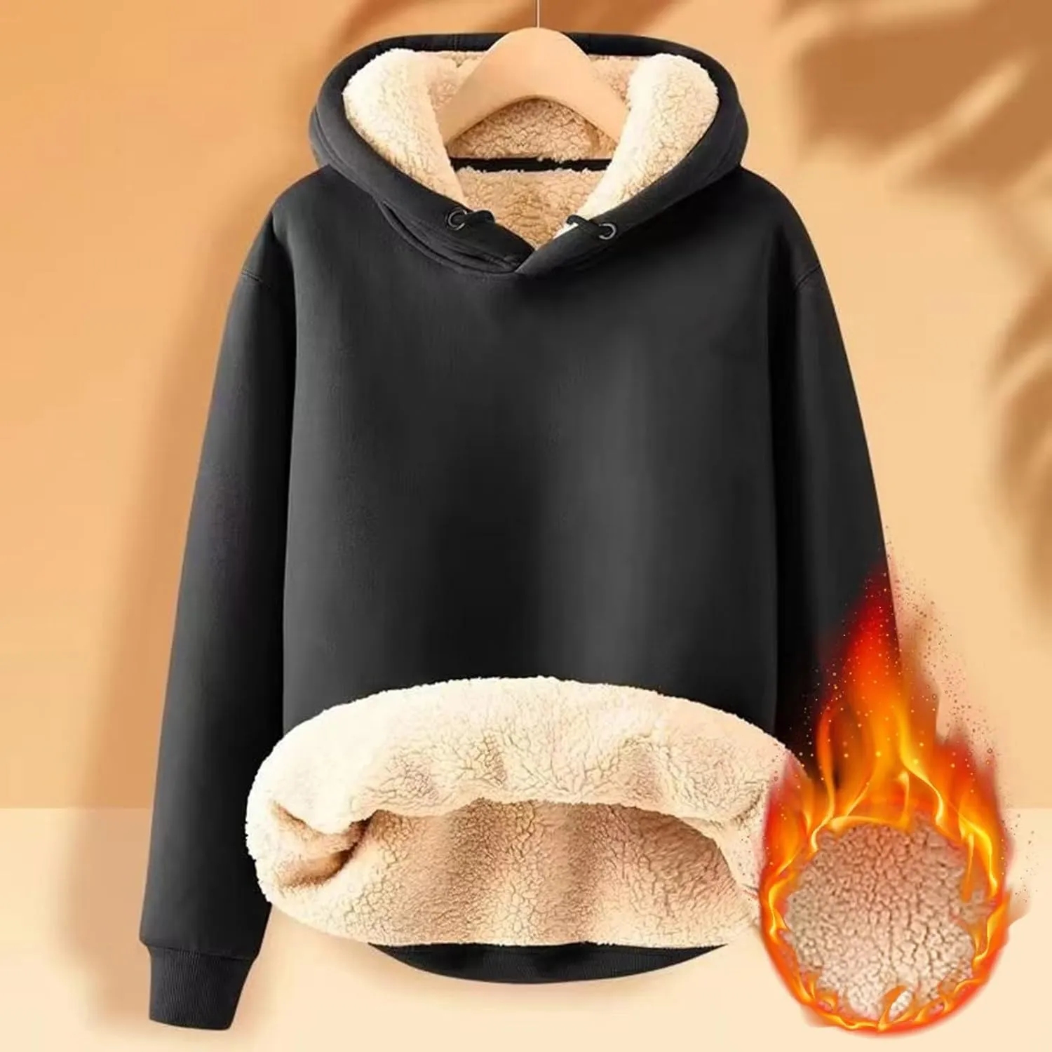 Hoodies for Men Long Sleeve Drawstring Hoodies Soild Hooded Shirt Winter Thick Pullover Basic Hoodie Kangaroo Pocket