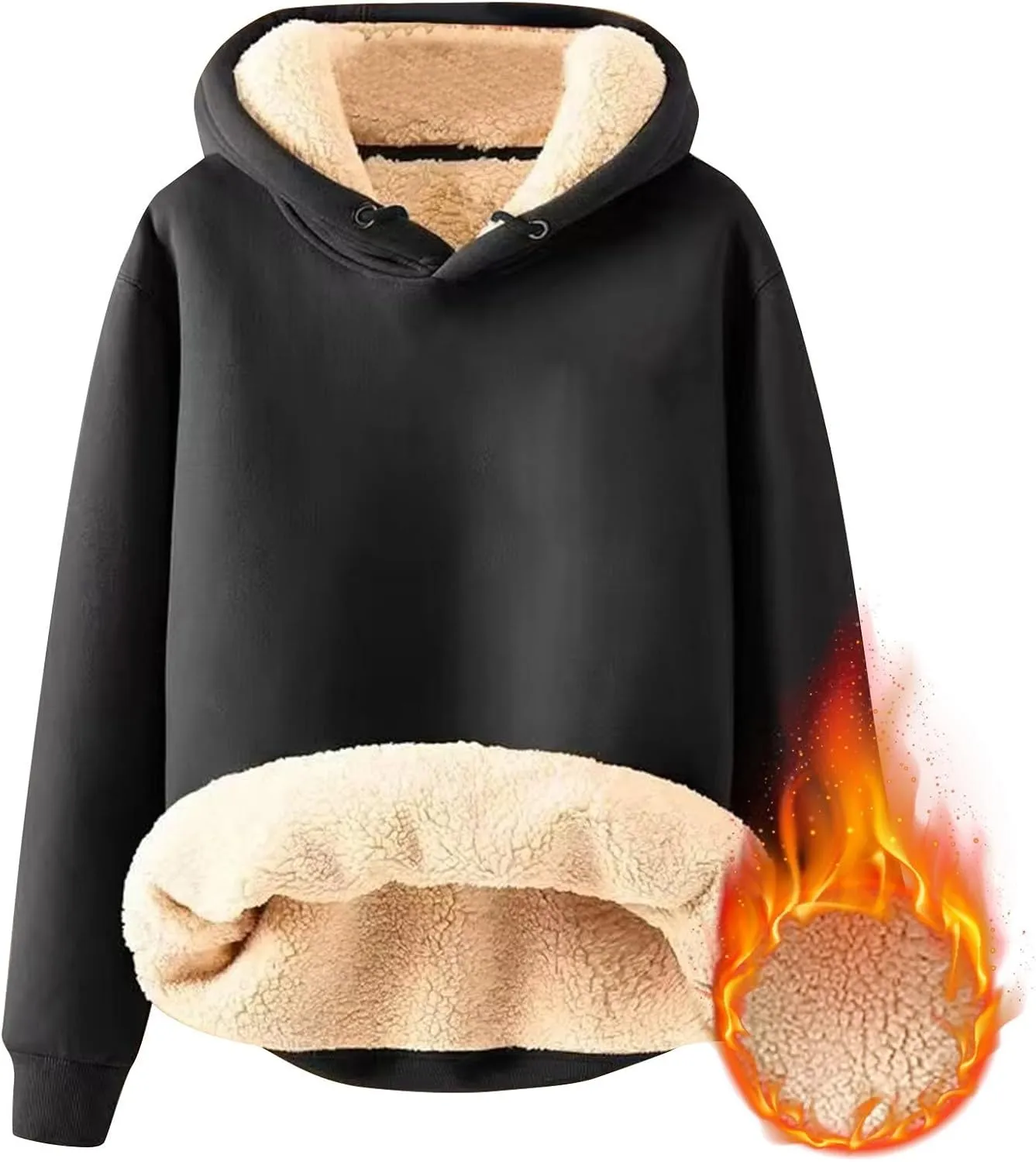 Hoodies for Men Long Sleeve Drawstring Hoodies Soild Hooded Shirt Winter Thick Pullover Basic Hoodie Kangaroo Pocket