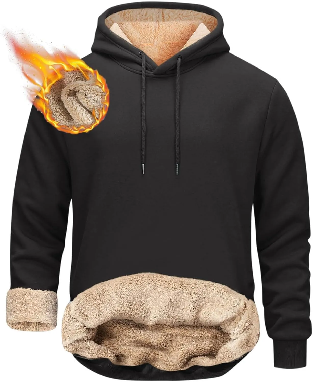 Hoodies for Men Long Sleeve Drawstring Hoodies Soild Hooded Shirt Winter Thick Pullover Basic Hoodie Kangaroo Pocket