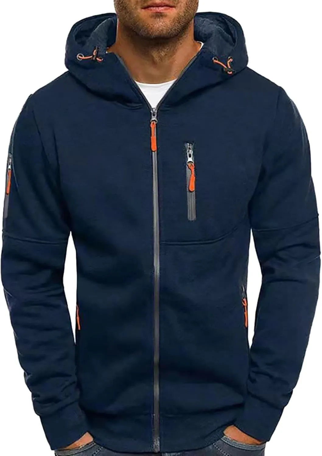Hoodies for Men Zip up Lightweight Hoodie Big and Tall Sweatshirt Casual Fashion Jackets Fall Tops with Zip Pockets