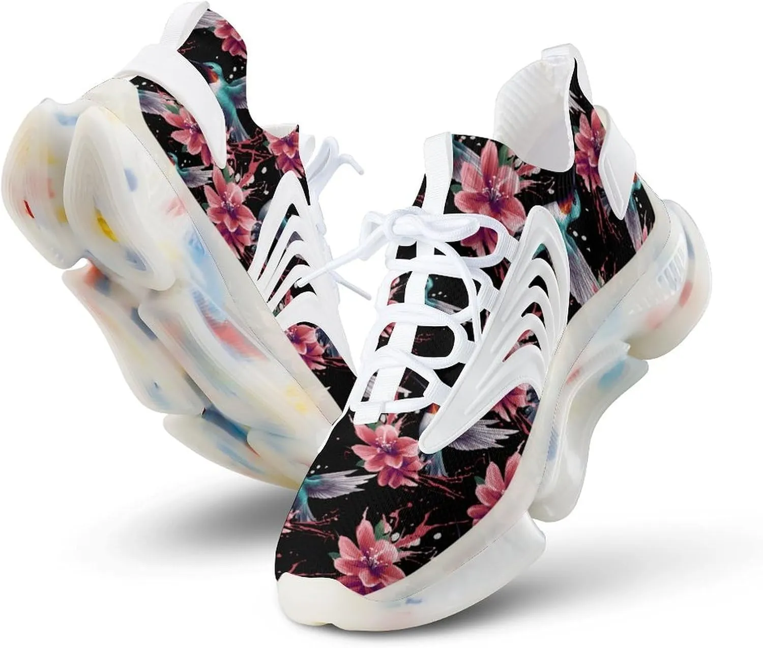 Hummingbirds Flower Mens Sneakers Running Shoes Lightweight Athletic Shoes for Jogging Walking Gym