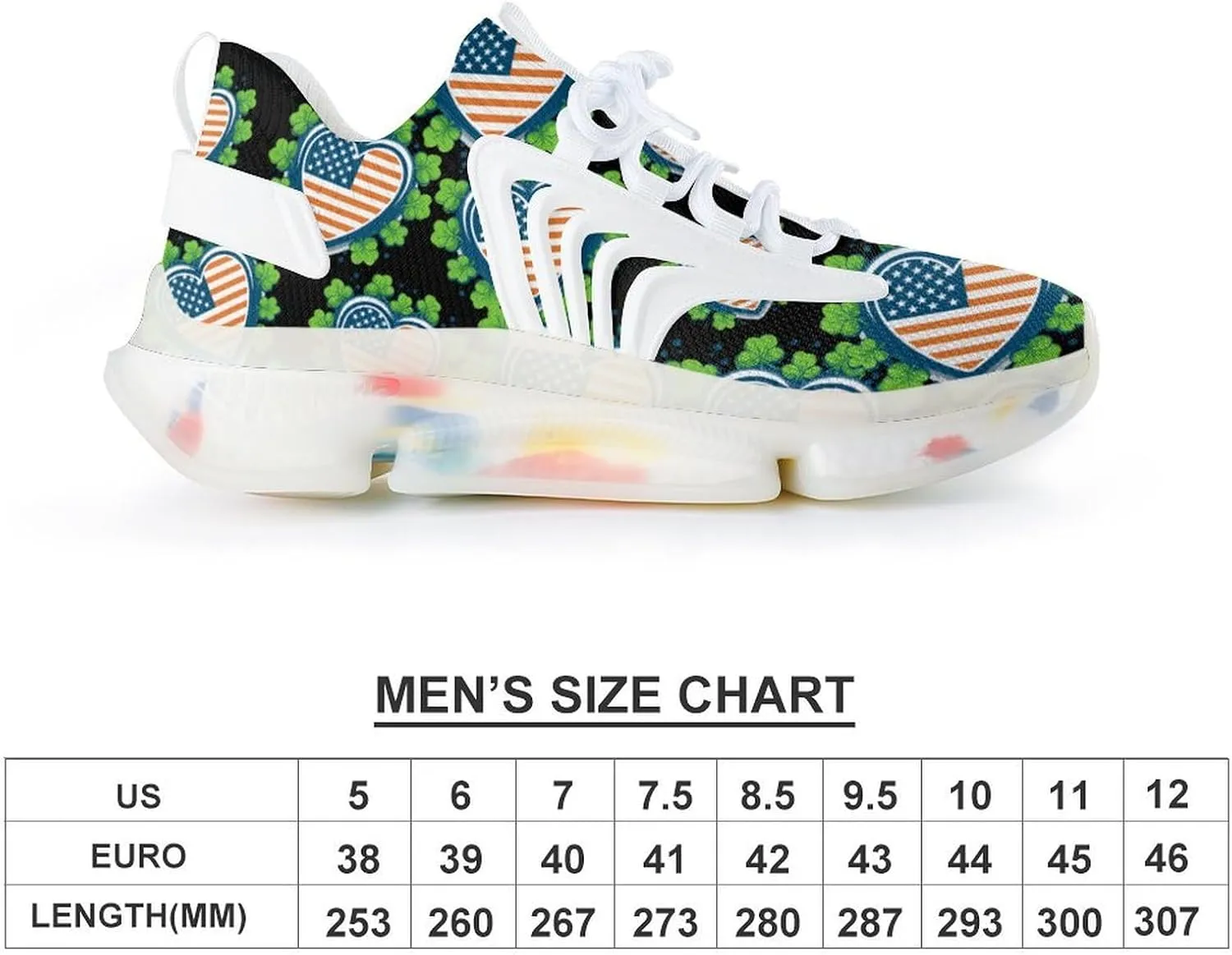 Irish American Flag St Patricks Day Mens Sneakers Running Shoes Lightweight Athletic Shoes for Jogging Walking Gym