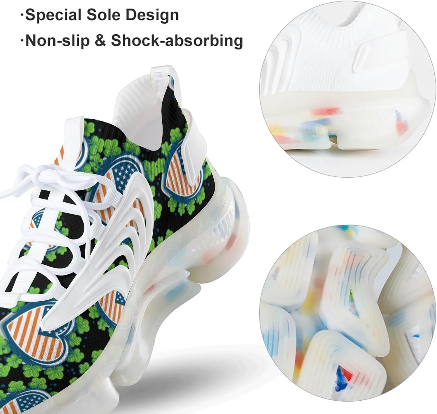 Irish American Flag St Patricks Day Mens Sneakers Running Shoes Lightweight Athletic Shoes for Jogging Walking Gym