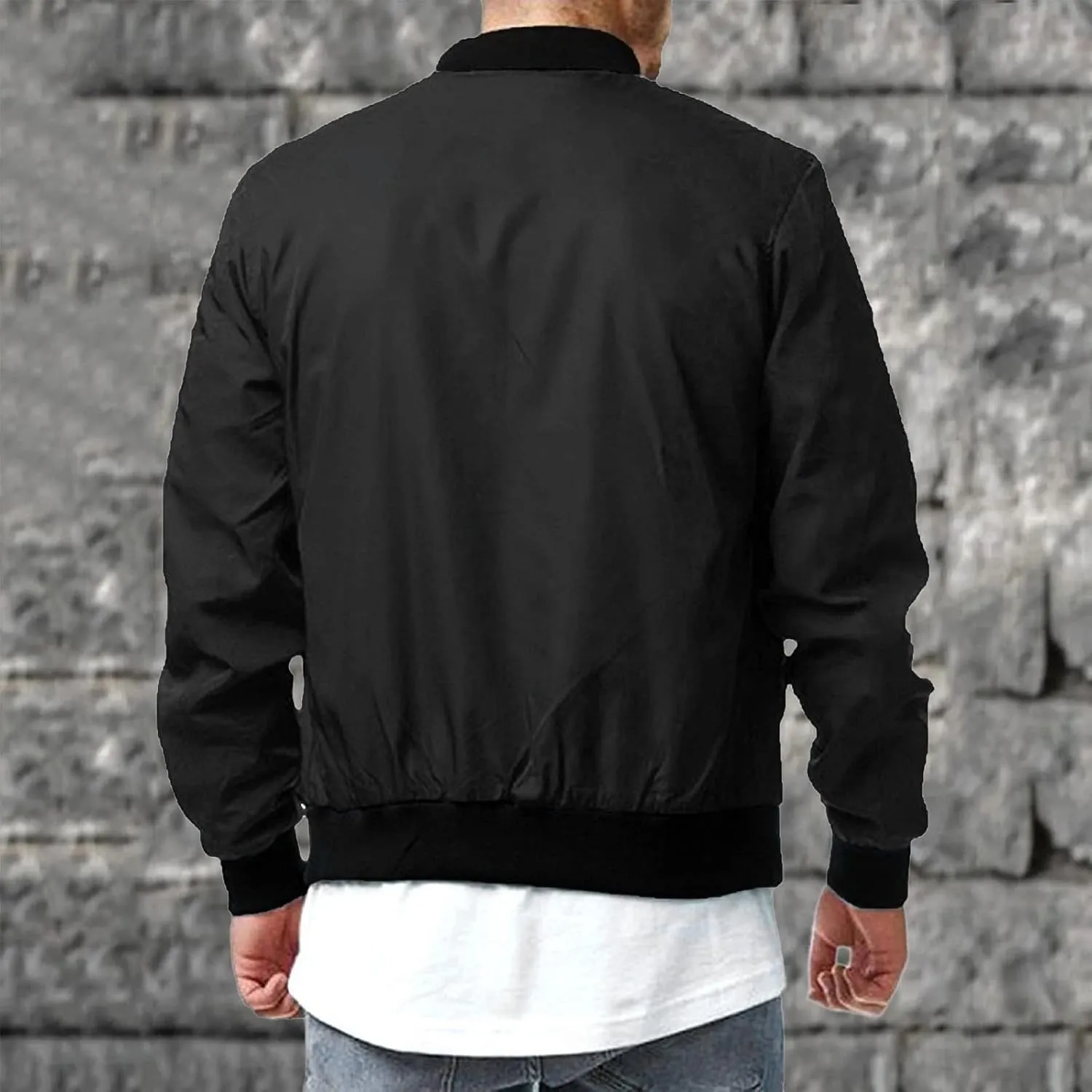 Jackets for Men Men Bomber Jacket Casual Zip Up Lightweight Varsity Slim Fit Windbreaker Softshell Fall Jackets Coat