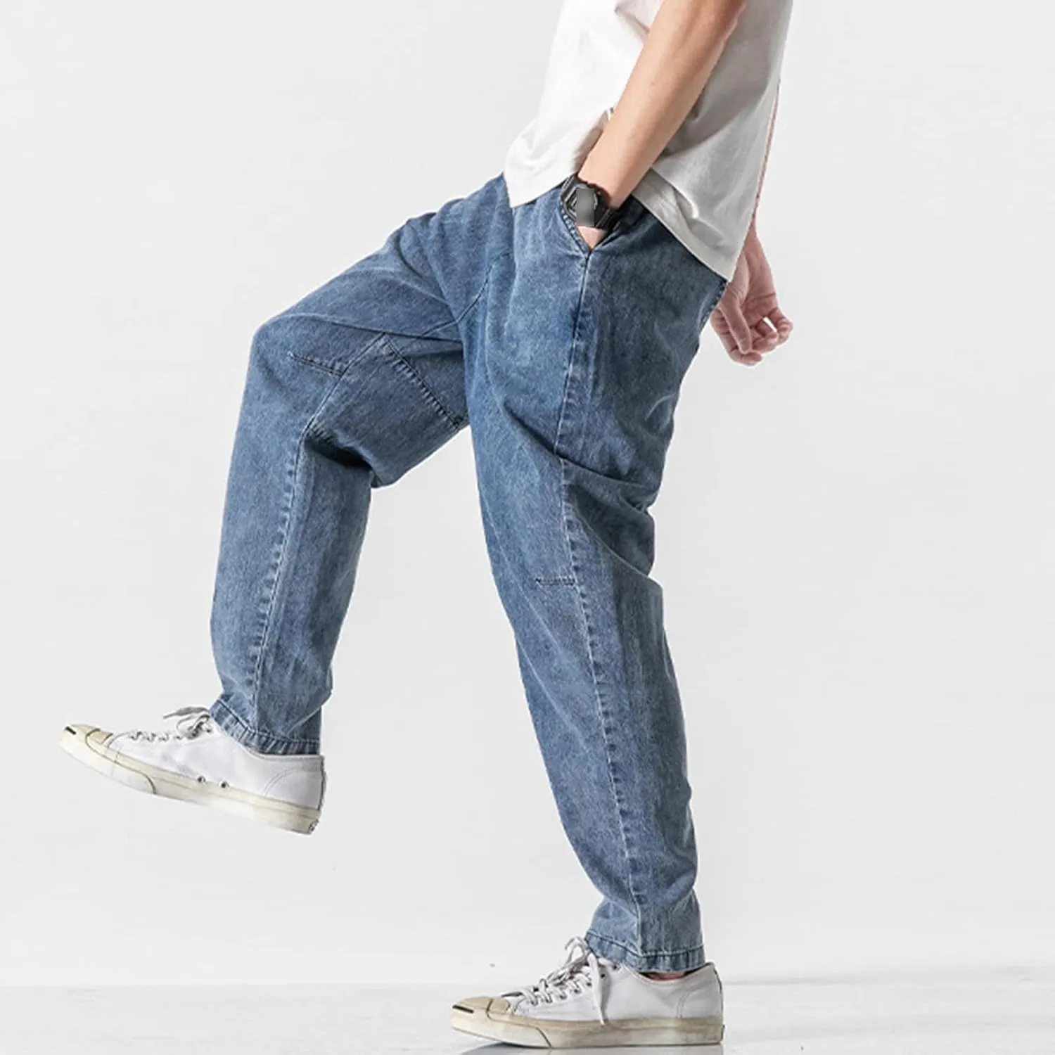 JEShifangjiusu Men's Straight Fit Jeans Casual Baggy Jeans Loose Fit Wide Leg Trousers Relaxed Fit Streetwear Denim Pants