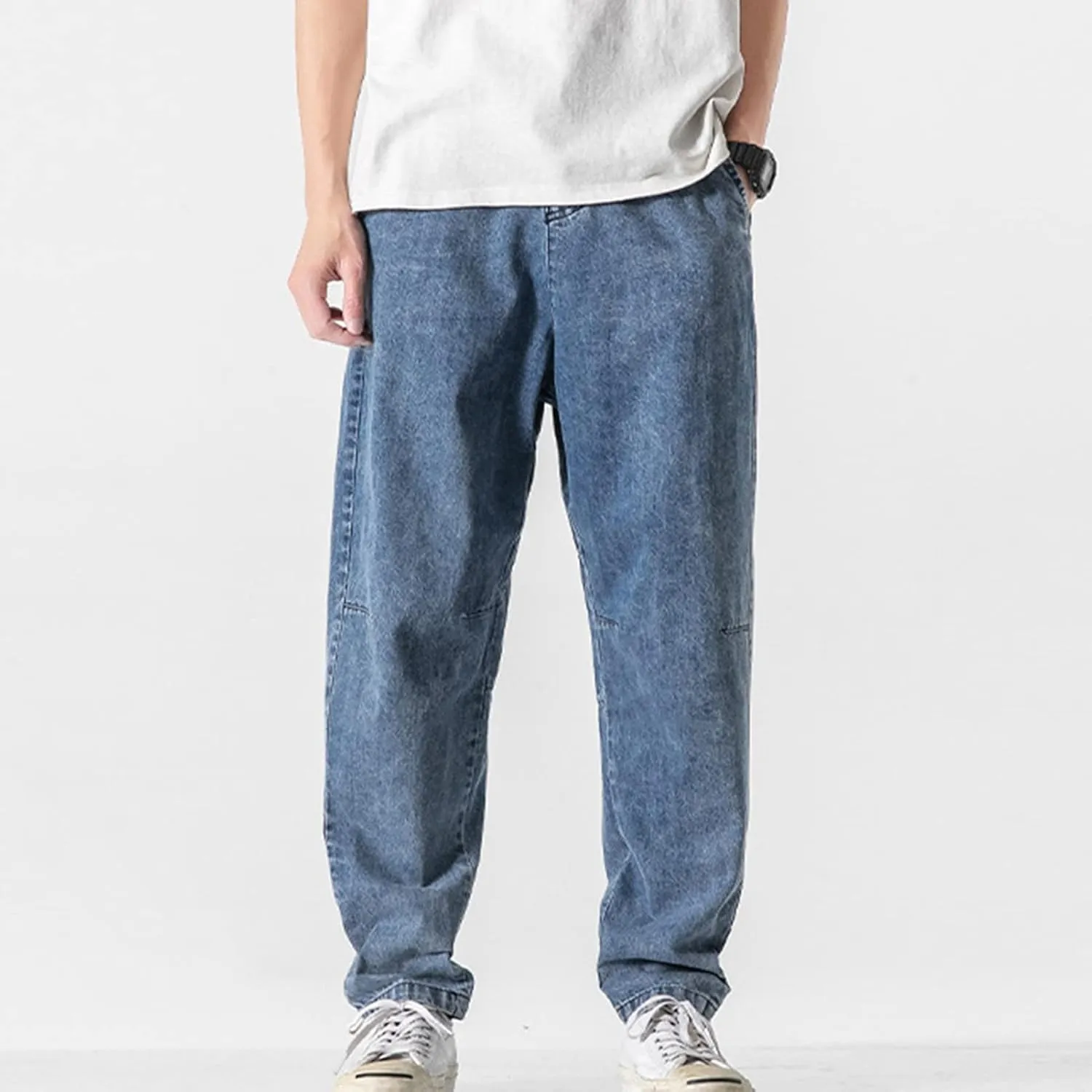 JEShifangjiusu Men's Straight Fit Jeans Casual Baggy Jeans Loose Fit Wide Leg Trousers Relaxed Fit Streetwear Denim Pants