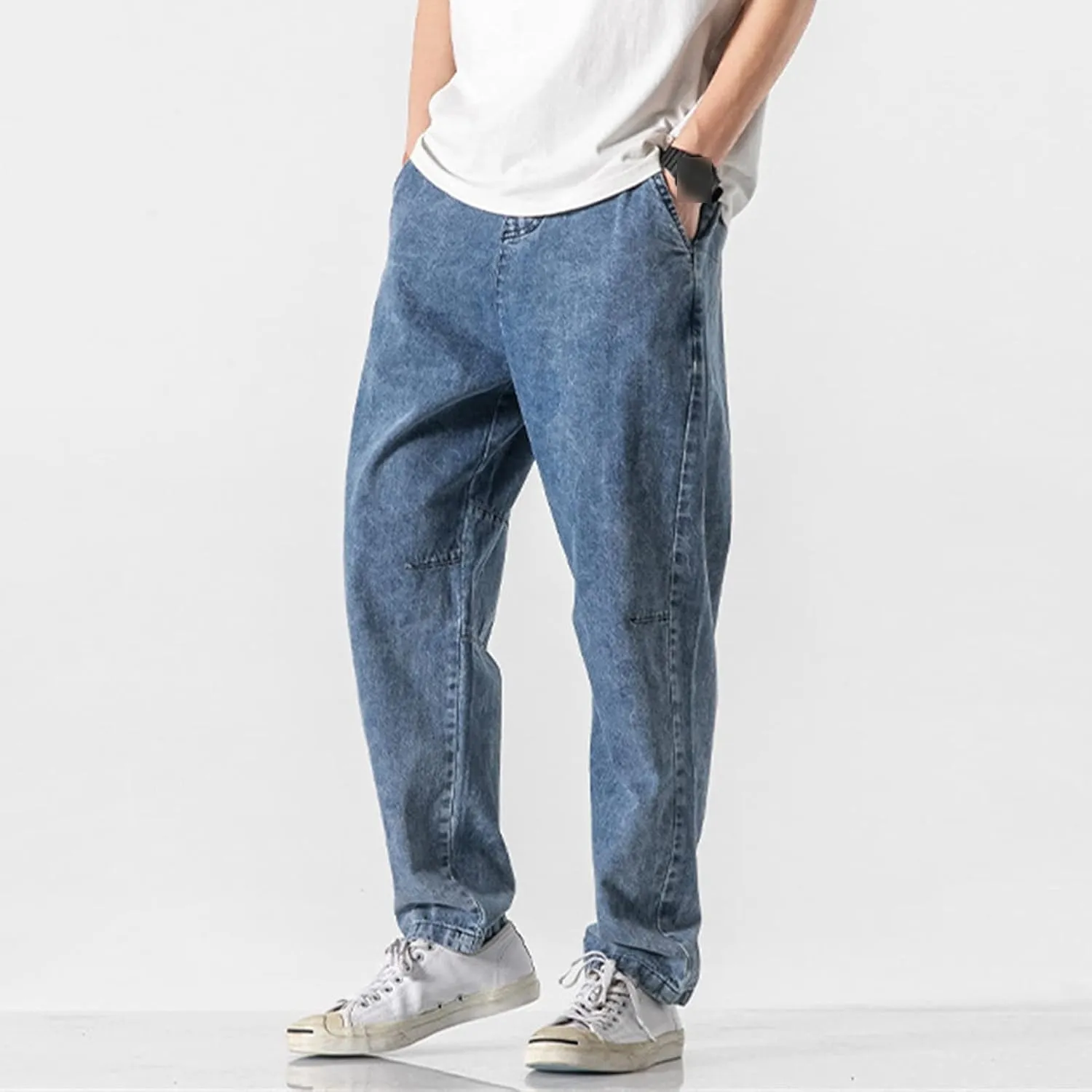 JEShifangjiusu Men's Straight Fit Jeans Casual Baggy Jeans Loose Fit Wide Leg Trousers Relaxed Fit Streetwear Denim Pants