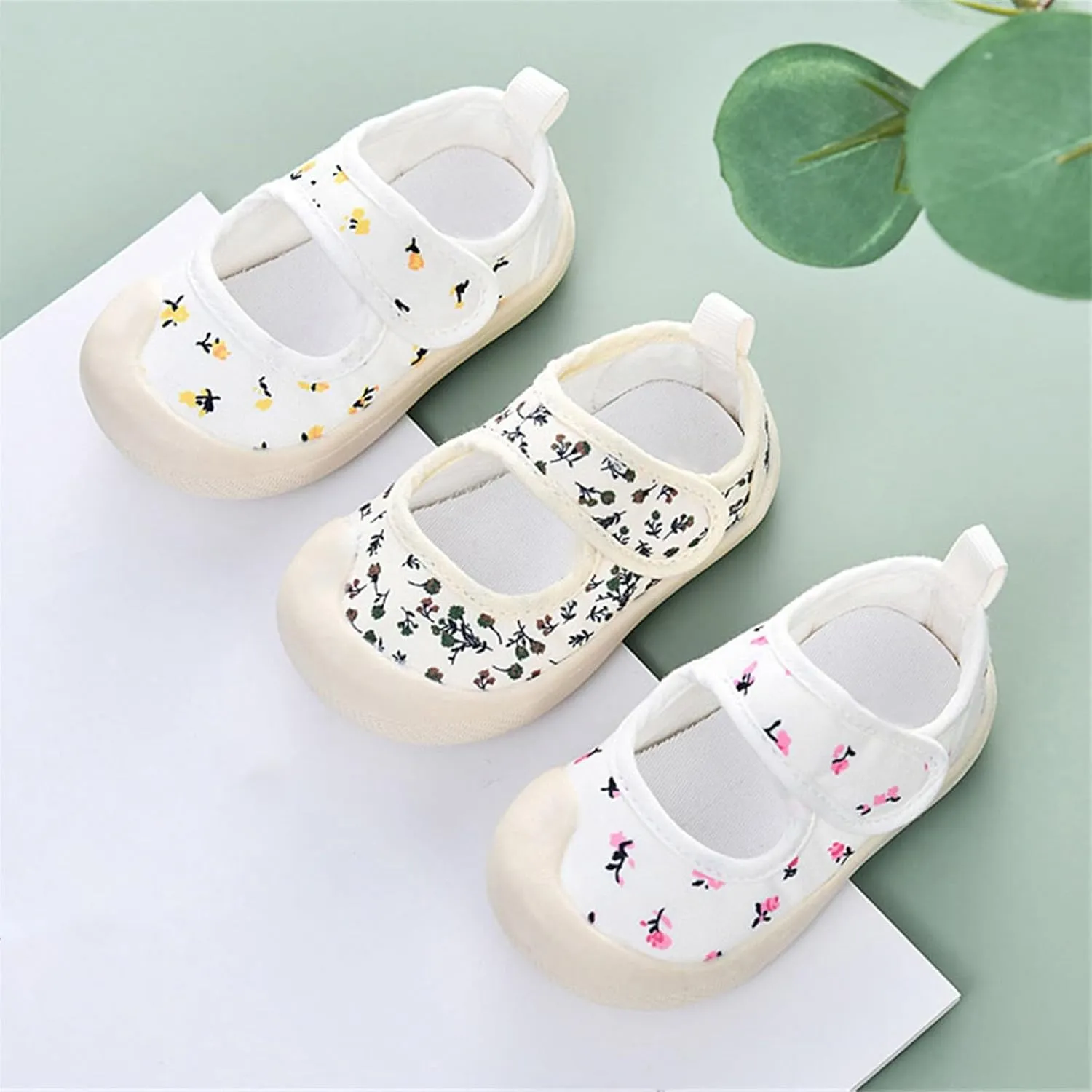 Kids Canvas Shoes Baby Boy Girl Floral Print Breathable Soft Lightweight Dress Shoes Toddler Trendy Sandals for Party