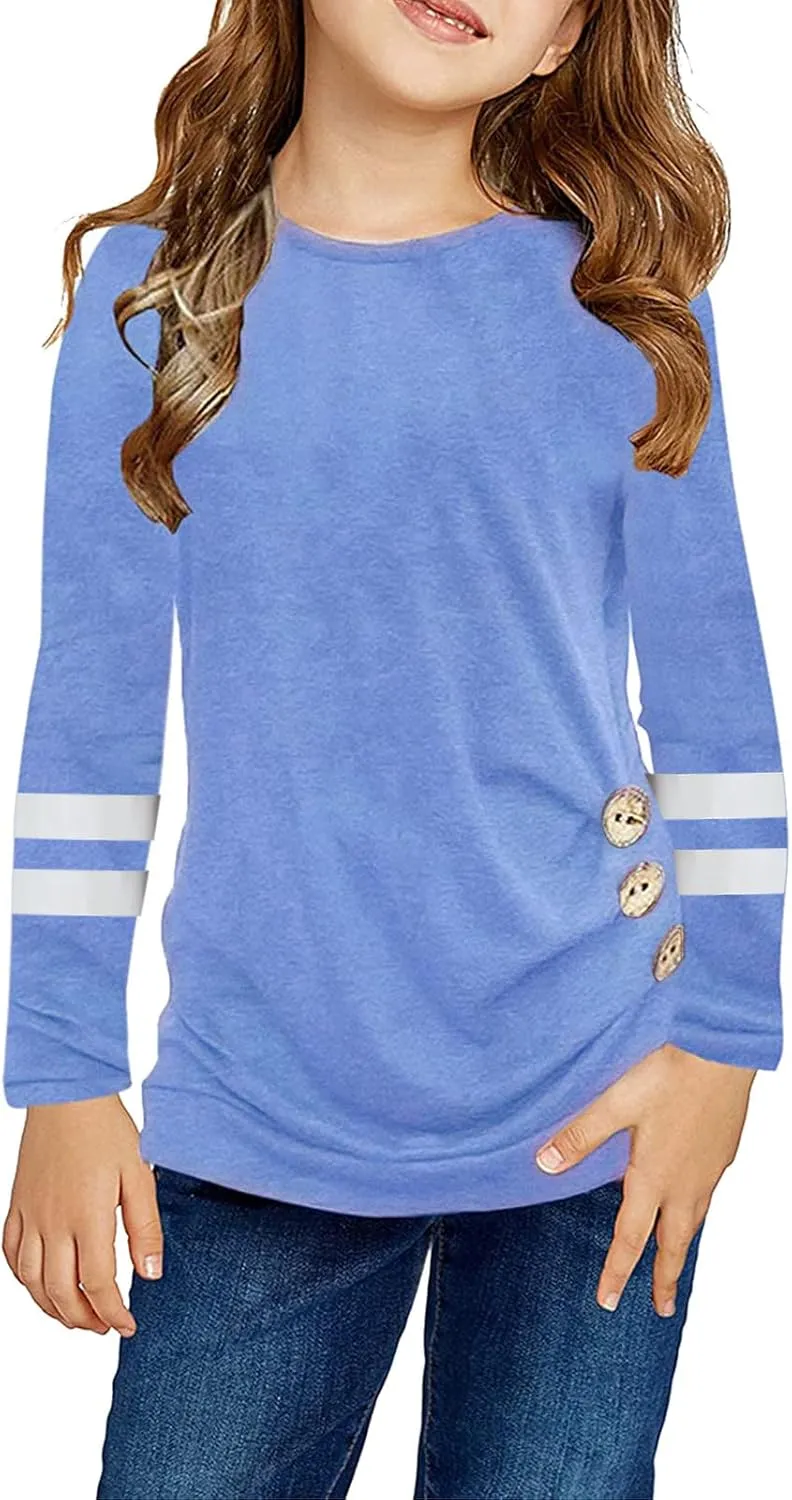 Kids Front Casual Tee Sleeve T-Shirt Long Blouse Knot Tops Girls Tunic Girls Tops Light Up High Tops Girls