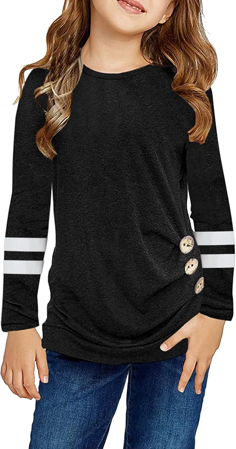 Kids Front Casual Tee Sleeve T-Shirt Long Blouse Knot Tops Girls Tunic Girls Tops Light Up High Tops Girls