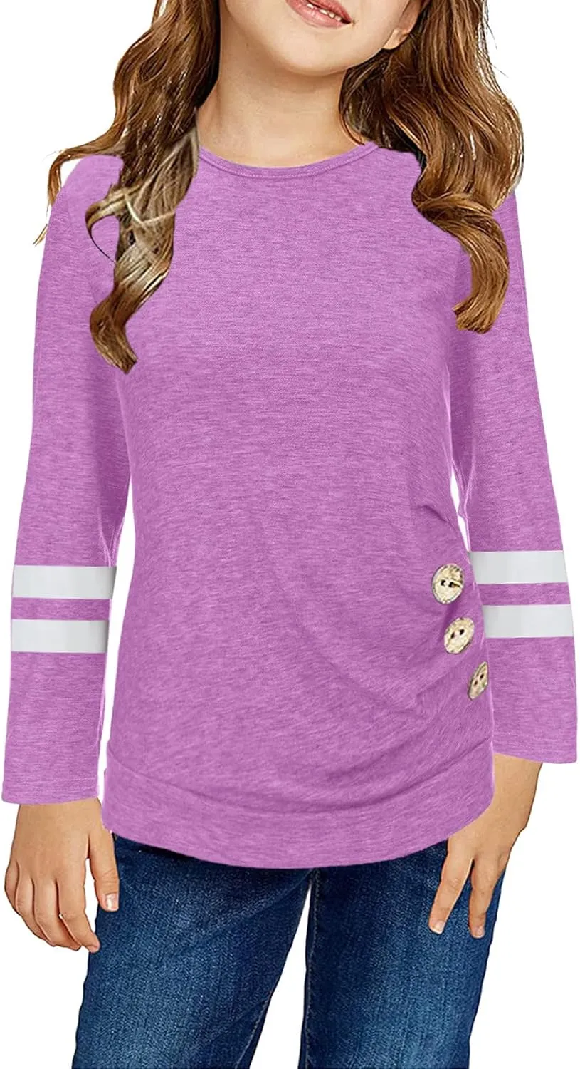 Kids Front Casual Tee Sleeve T-Shirt Long Blouse Knot Tops Girls Tunic Girls Tops Light Up High Tops Girls