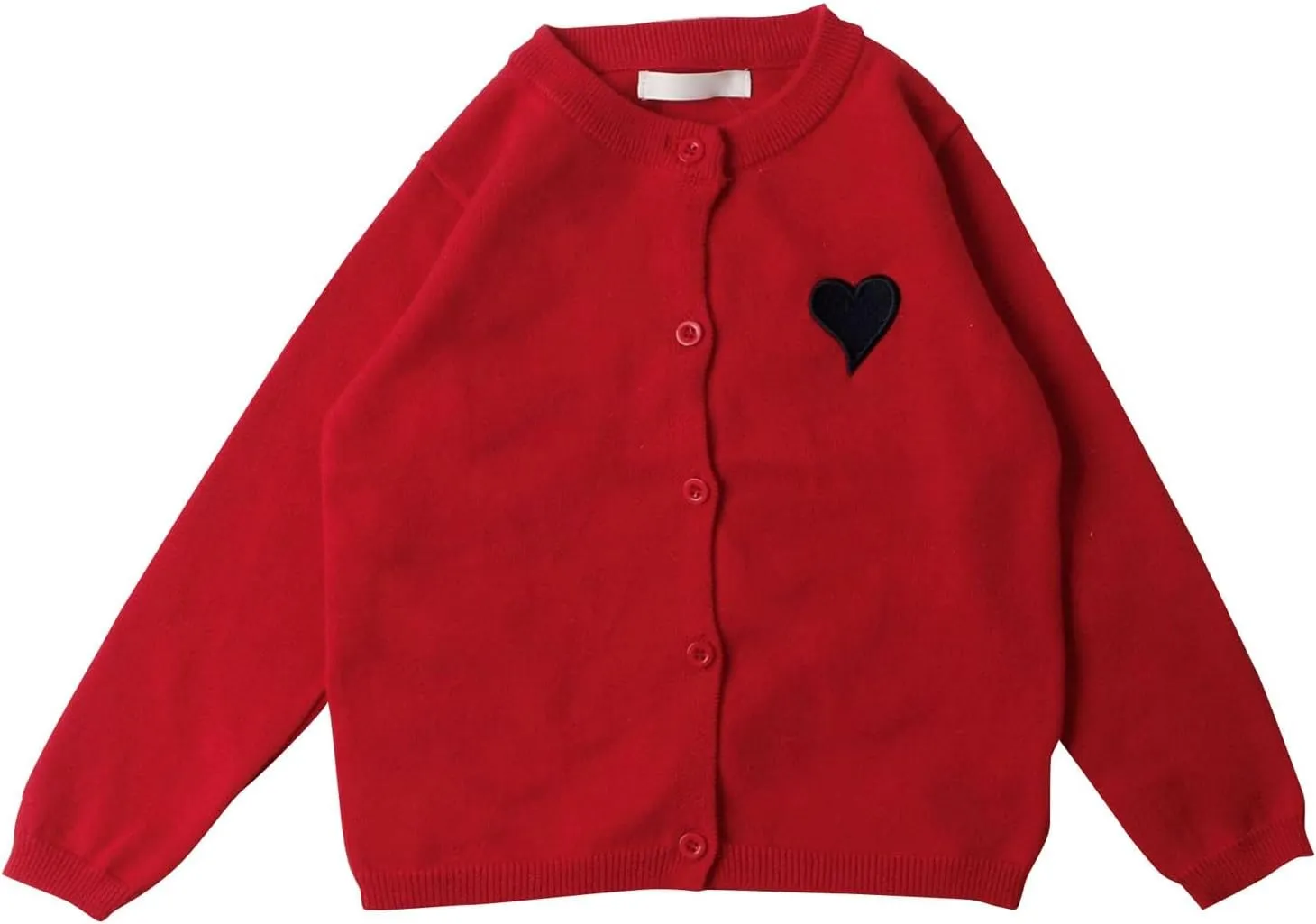 Kids Girls Button Front Cardigan Long Sleeve Knit Sweater for Girls Knit Shirt Jacket Cute Heart Print Preppy Cardigan