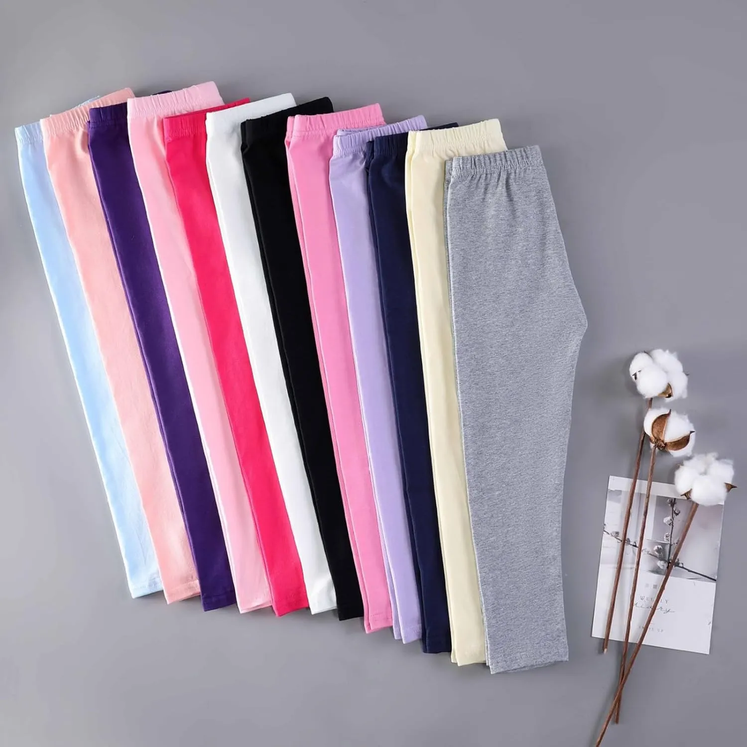 Kids Girls Leggings Cotton Pants Elastic Waist Leggings Summer Solid Casual Pants Yoga Pants Outdoors Dance Pants