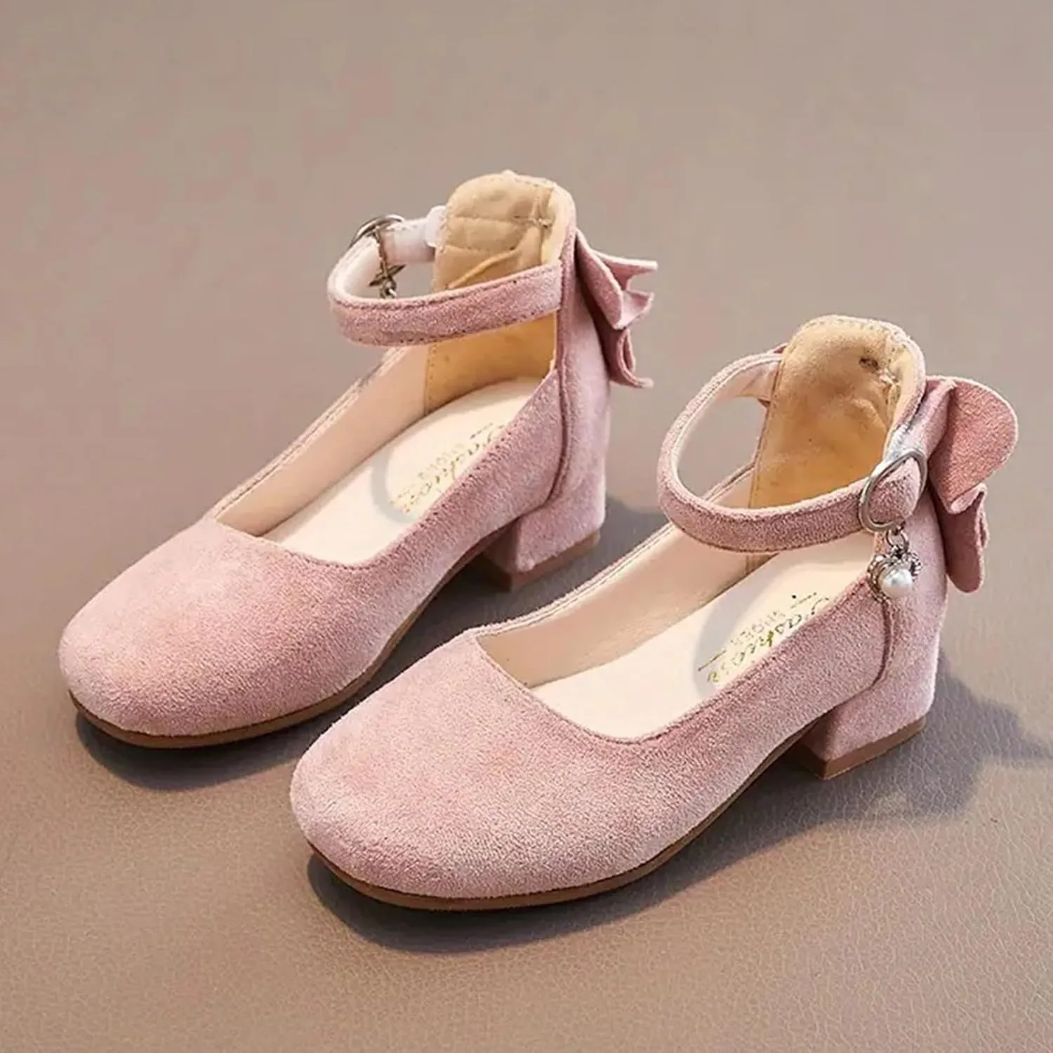 Kids Hiking Shoes Children Shoes Thick High Heel Sandals Fashionable Diamond Bow Small High Heel Toddler Slide