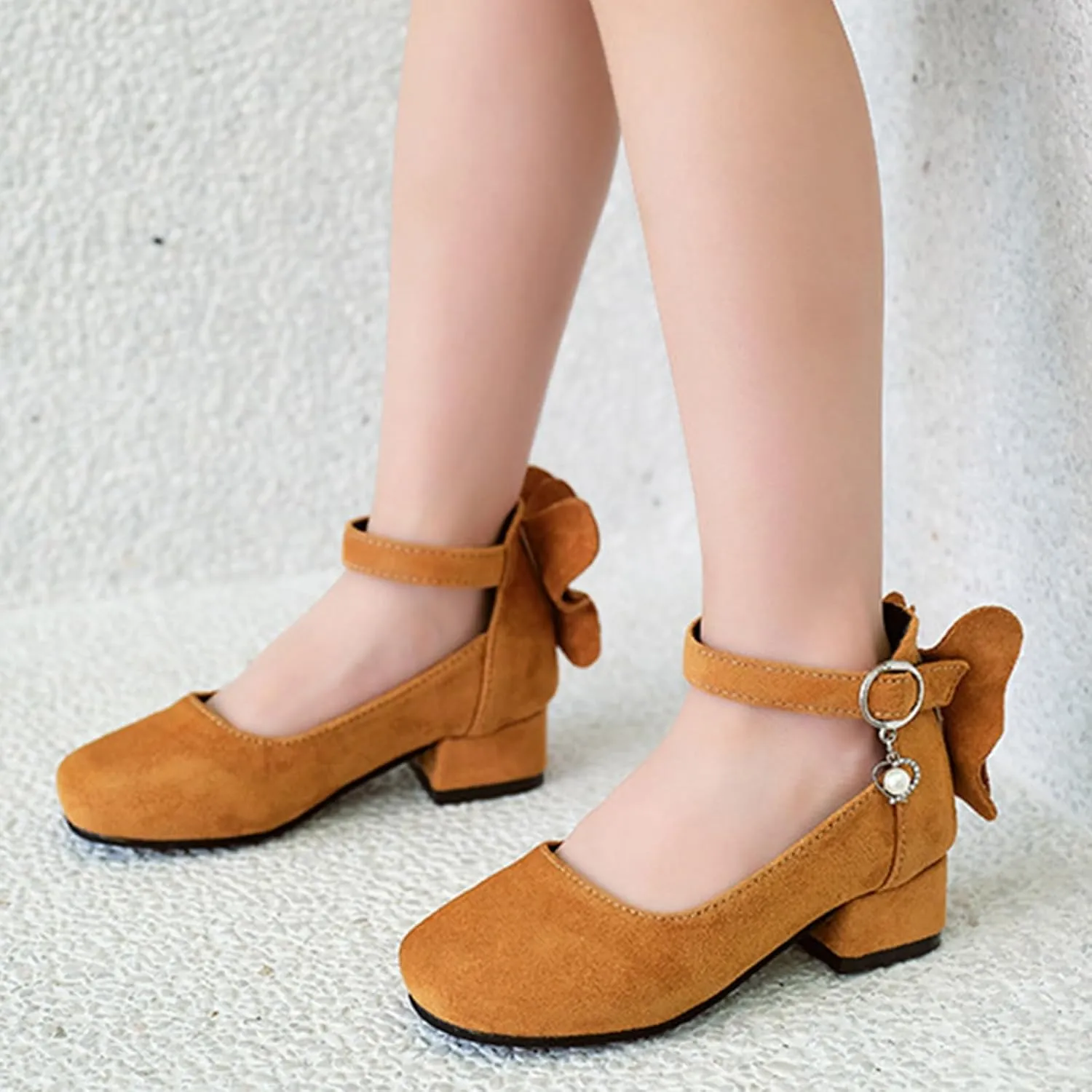 Kids Hiking Shoes Children Shoes Thick High Heel Sandals Fashionable Diamond Bow Small High Heel Toddler Slide