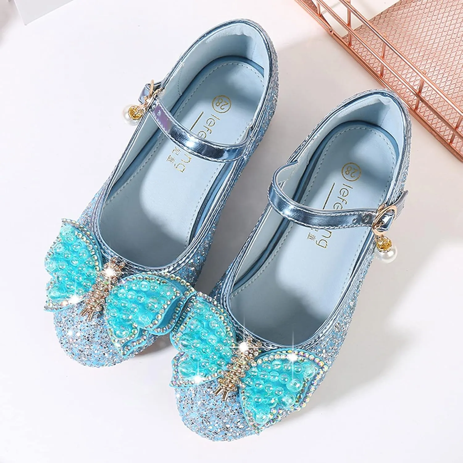 Kids Moccasins Slippers Toddler Little Kid Girls Dress Pumps Glitter Sequins Princess Toddler Shoes Size 7
