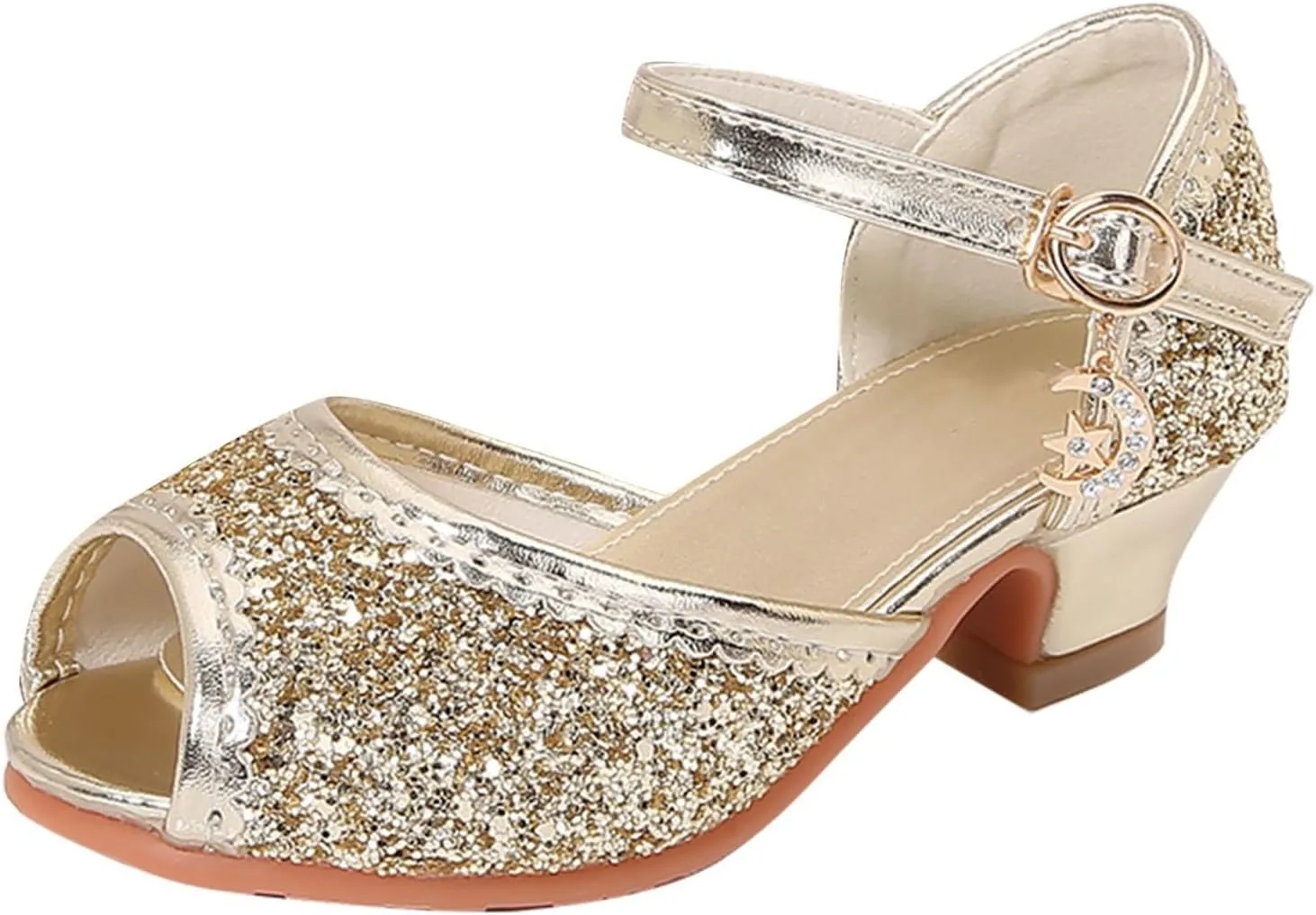 Kids Slide Sandals Girls Sandals Closed Toe Heels Wedding Party Shoes Sequins Bow For Toddler Kids Slides