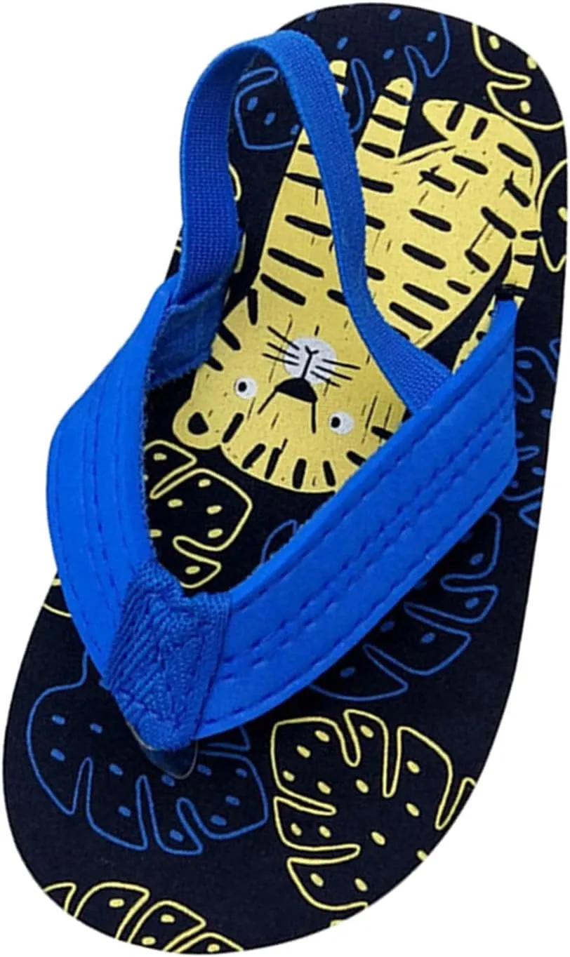 Kids Toddler Summer Girls Beach Flops Eva Strap with Adjustable & Flip Boys Shoes Girls Sandals (Dark Blue, 18-24Months)