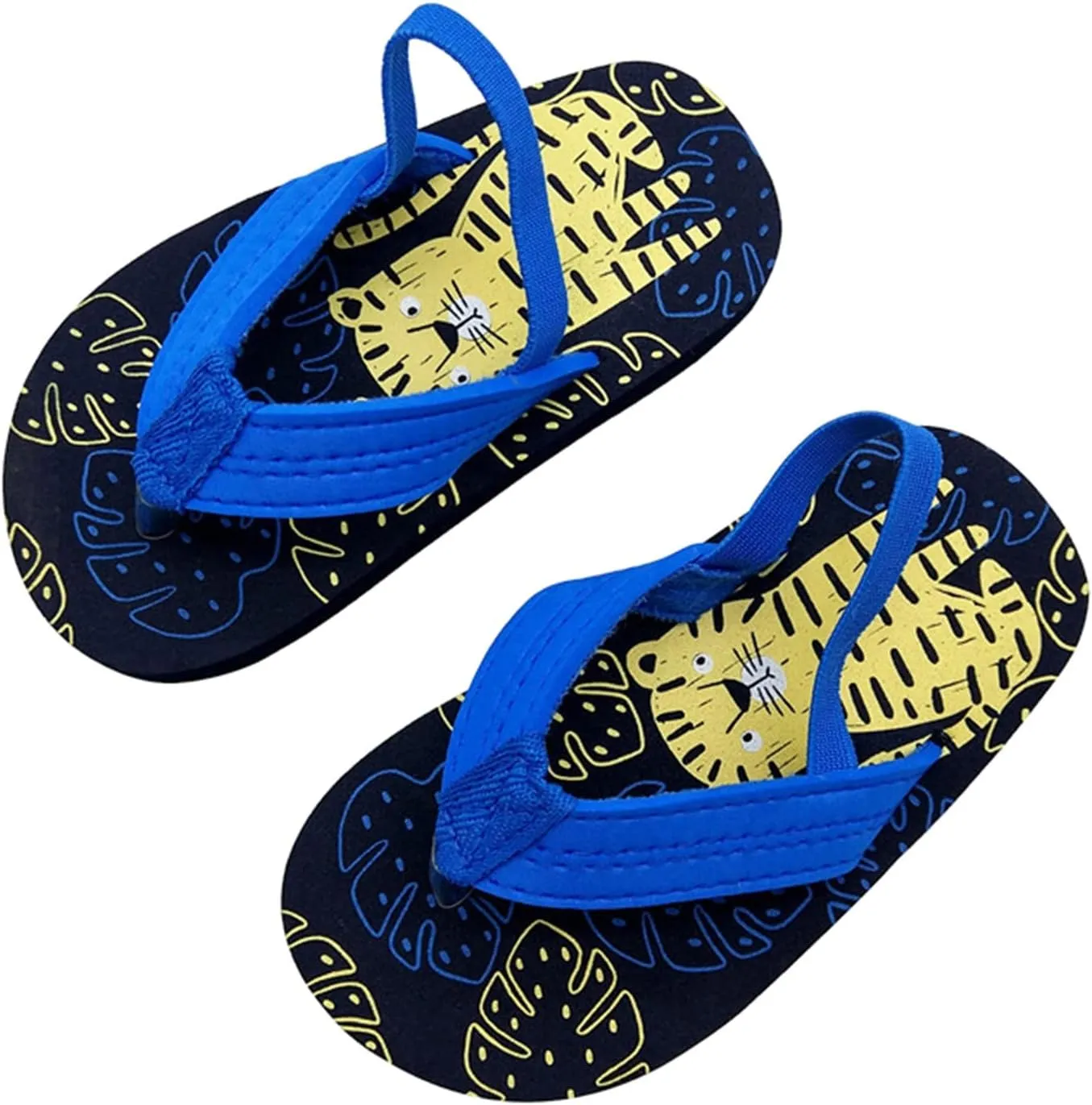 Kids Toddler Summer Girls Beach Flops Eva Strap with Adjustable & Flip Boys Shoes Girls Sandals (Dark Blue, 18-24Months)