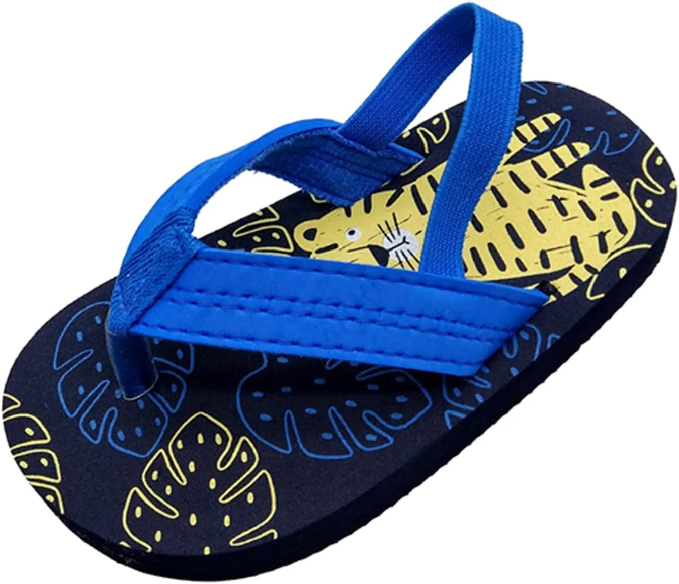 Kids Toddler Summer Girls Beach Flops Eva Strap with Adjustable & Flip Boys Shoes Girls Sandals (Dark Blue, 18-24Months)