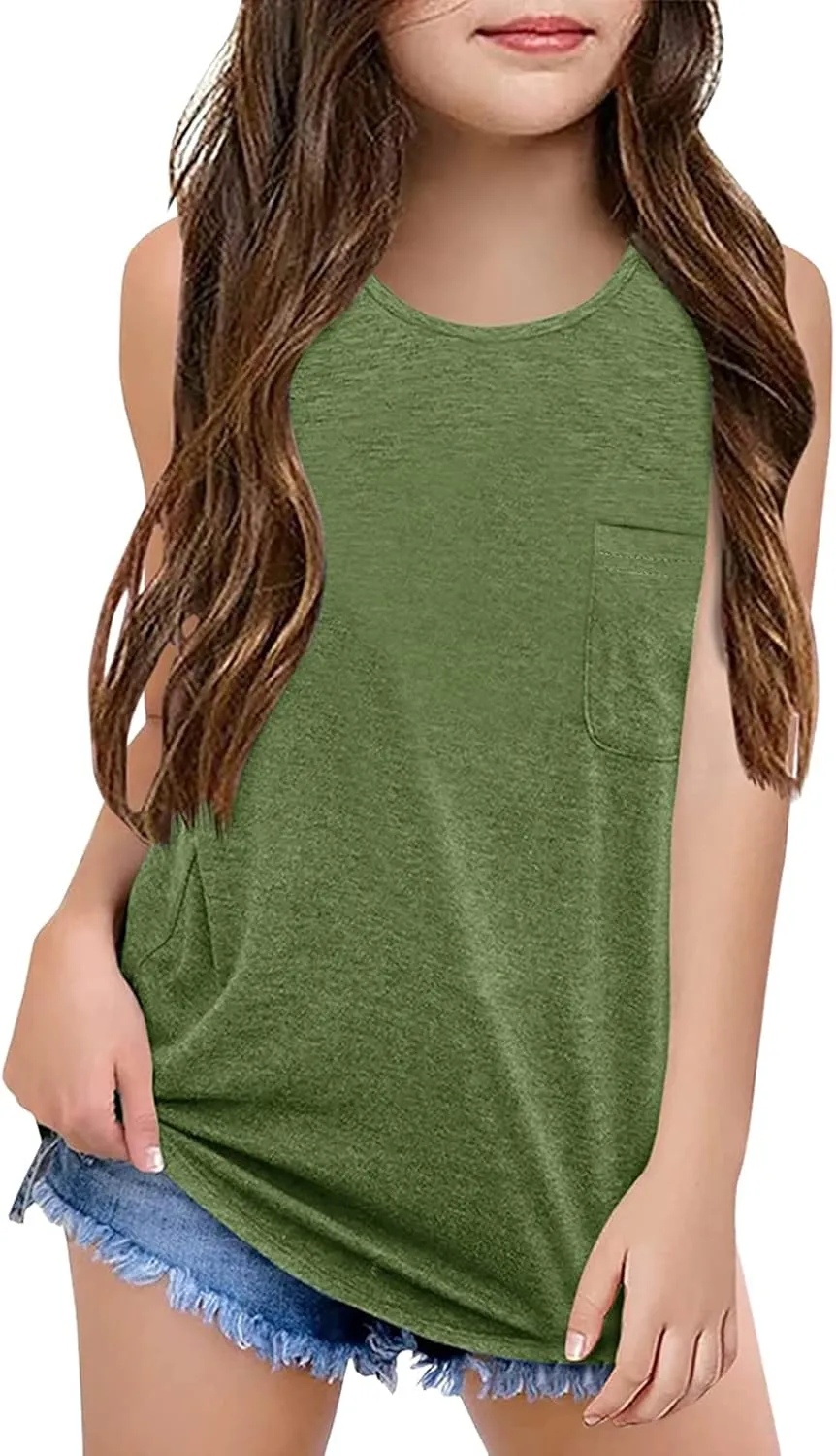 Knot Tunic Button Short Girls Sleeve Tshirt Casual Tops Front Blouse Tee Kids Girls Tops Sleeveless Tops