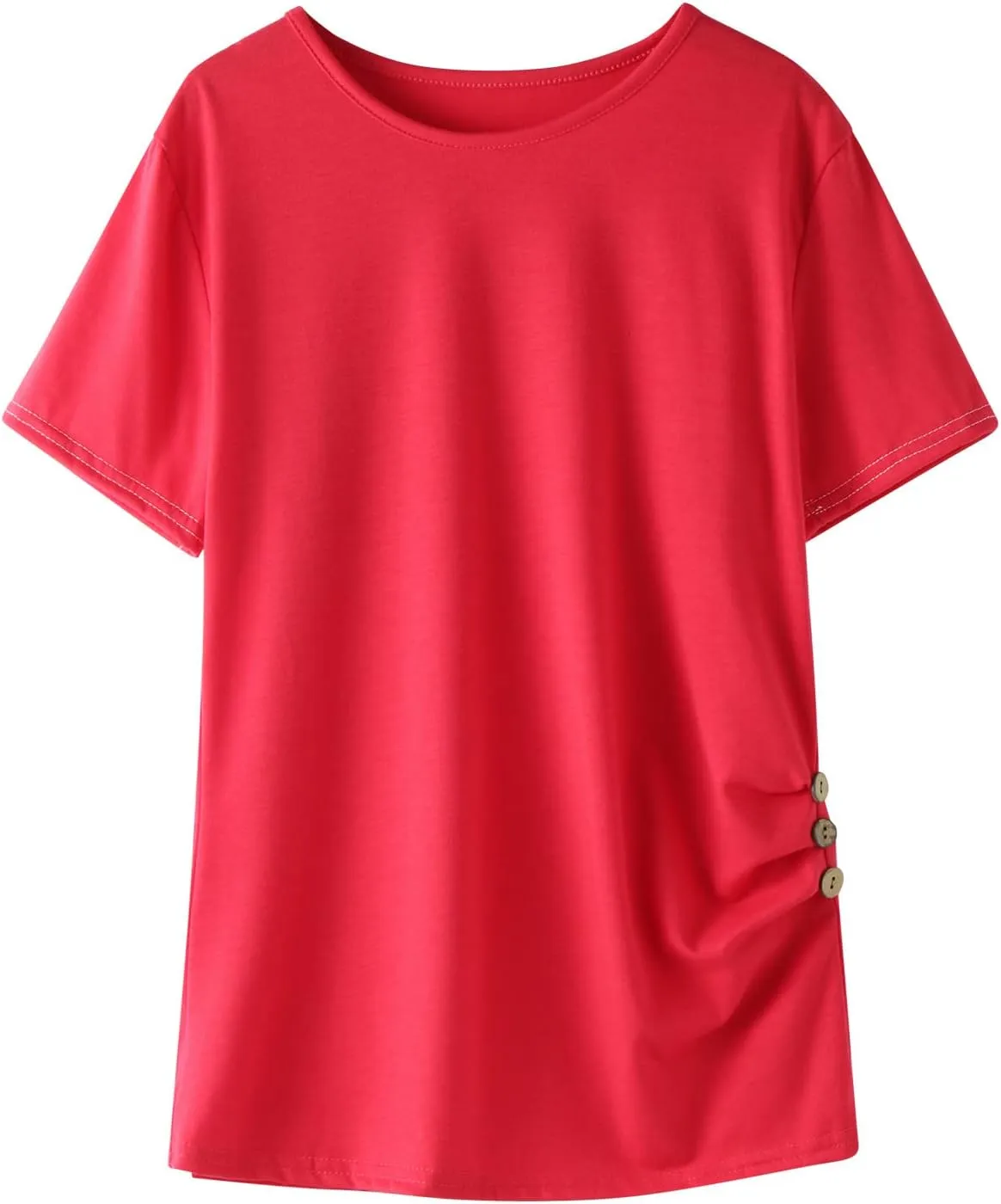 Knot Tunic Button Short Girls Sleeve Tshirt Casual Tops Front Blouse Tee Kids Girls Tops Women Tops