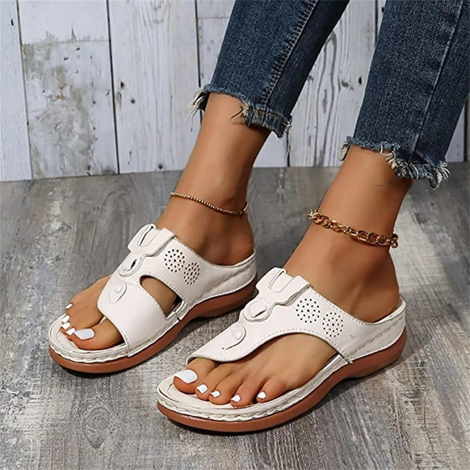 Lausiuoe Flip Flops For Women With Arch Support Dressy Summer Orthotic Sandals Comfortable Walking Orthopedic Sandals