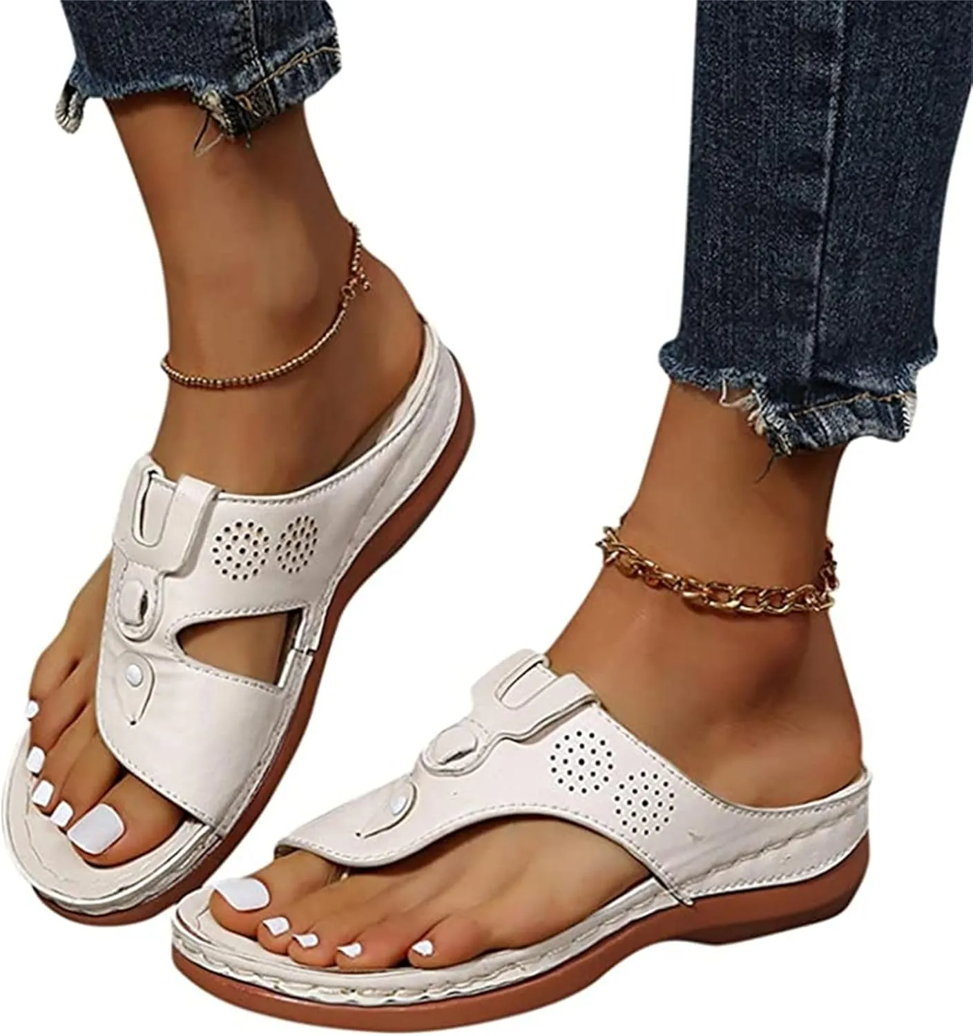 Lausiuoe Flip Flops For Women With Arch Support Dressy Summer Orthotic Sandals Comfortable Walking Orthopedic Sandals