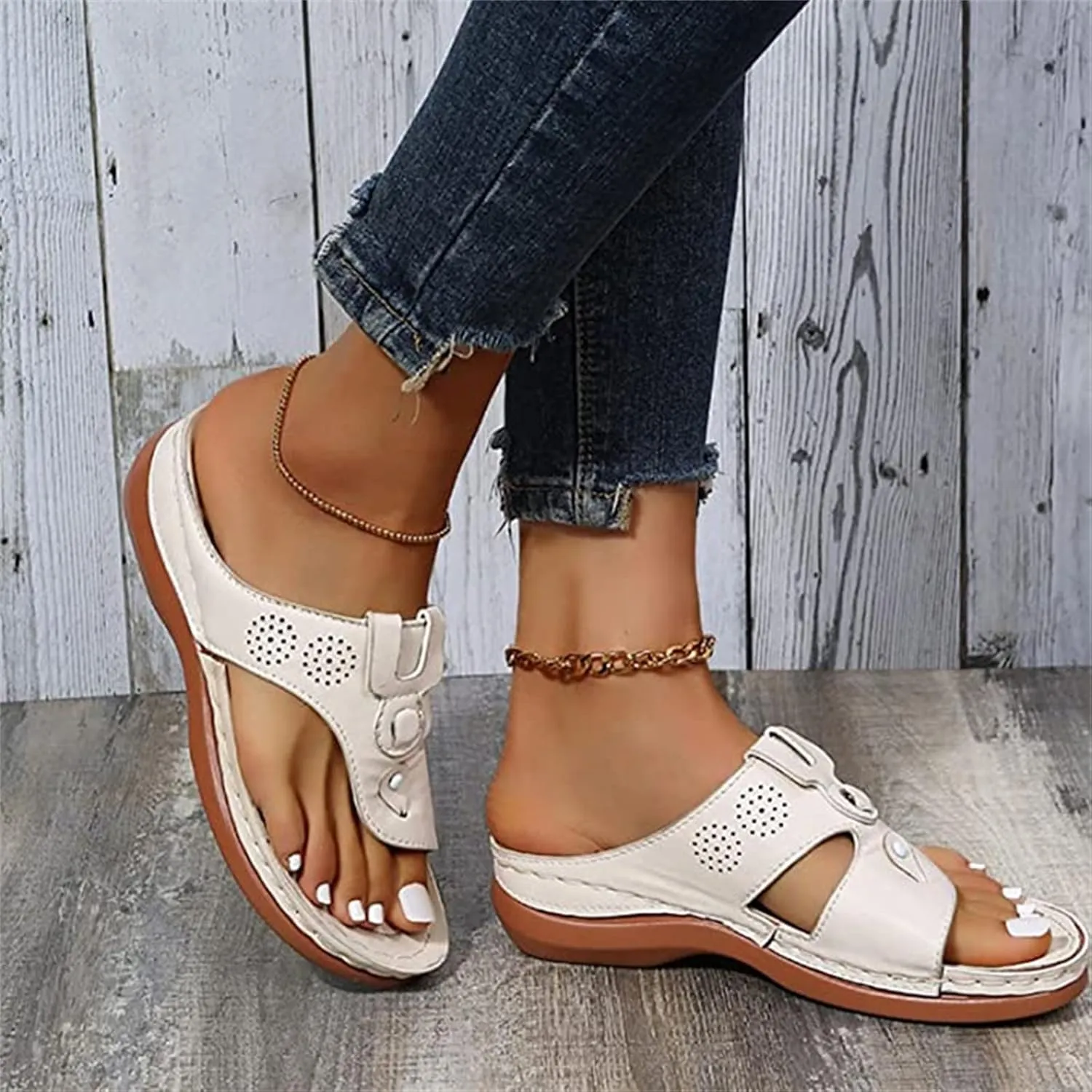 Lausiuoe Flip Flops For Women With Arch Support Dressy Summer Orthotic Sandals Comfortable Walking Orthopedic Sandals