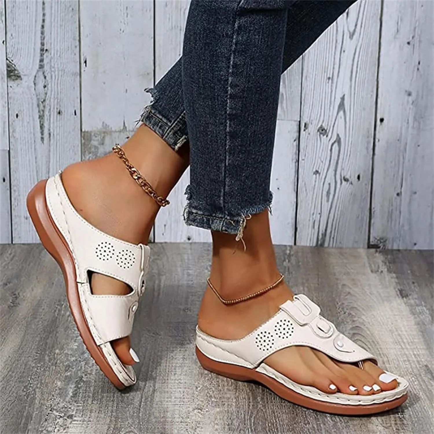 Lausiuoe Flip Flops For Women With Arch Support Dressy Summer Orthotic Sandals Comfortable Walking Orthopedic Sandals