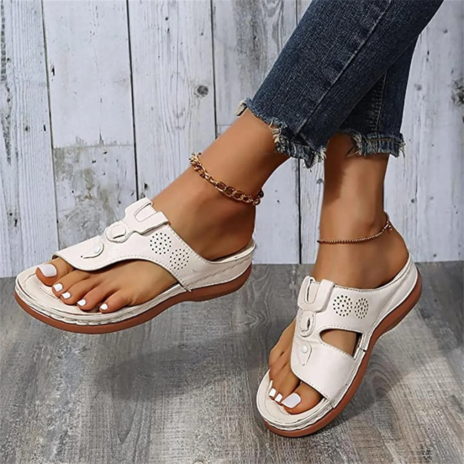 Lausiuoe Flip Flops For Women With Arch Support Dressy Summer Orthotic Sandals Comfortable Walking Orthopedic Sandals