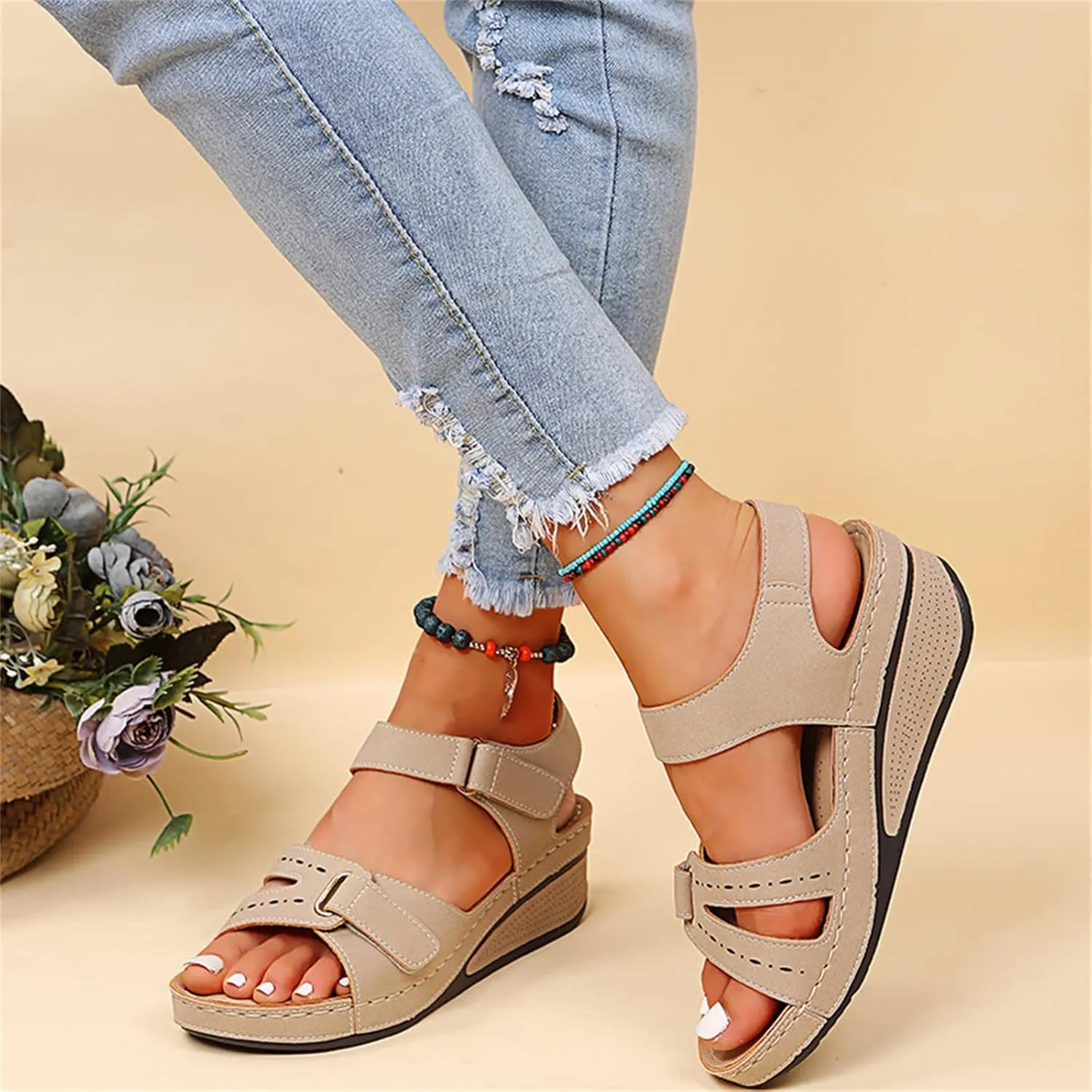 Lausiuoe Orthotic Sandals For Women With Arch Support Dressy Summer Orthopedic Slides Comfy Casual Soft Sole Walking Shoes