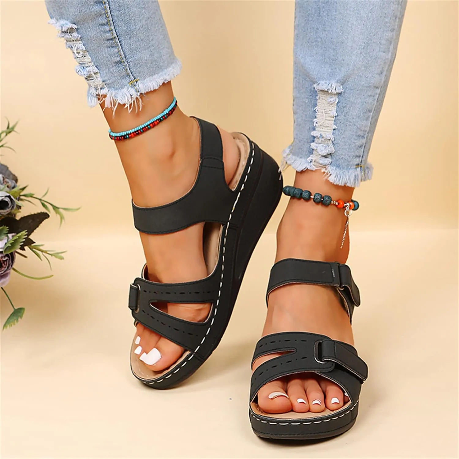 Lausiuoe Orthotic Sandals For Women With Arch Support Dressy Summer Orthopedic Slides Comfy Casual Soft Sole Walking Shoes