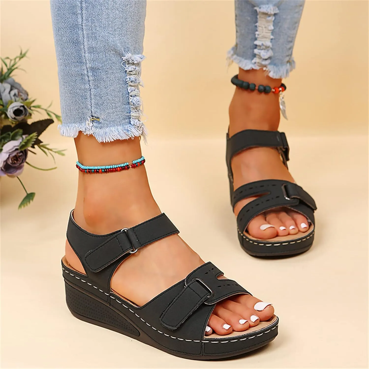 Lausiuoe Orthotic Sandals For Women With Arch Support Dressy Summer Orthopedic Slides Comfy Casual Soft Sole Walking Shoes