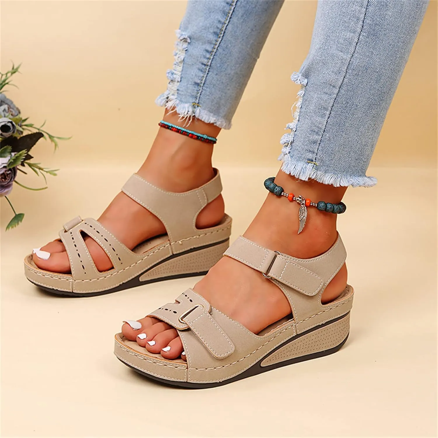 Lausiuoe Orthotic Sandals For Women With Arch Support Dressy Summer Orthopedic Slides Comfy Casual Soft Sole Walking Shoes