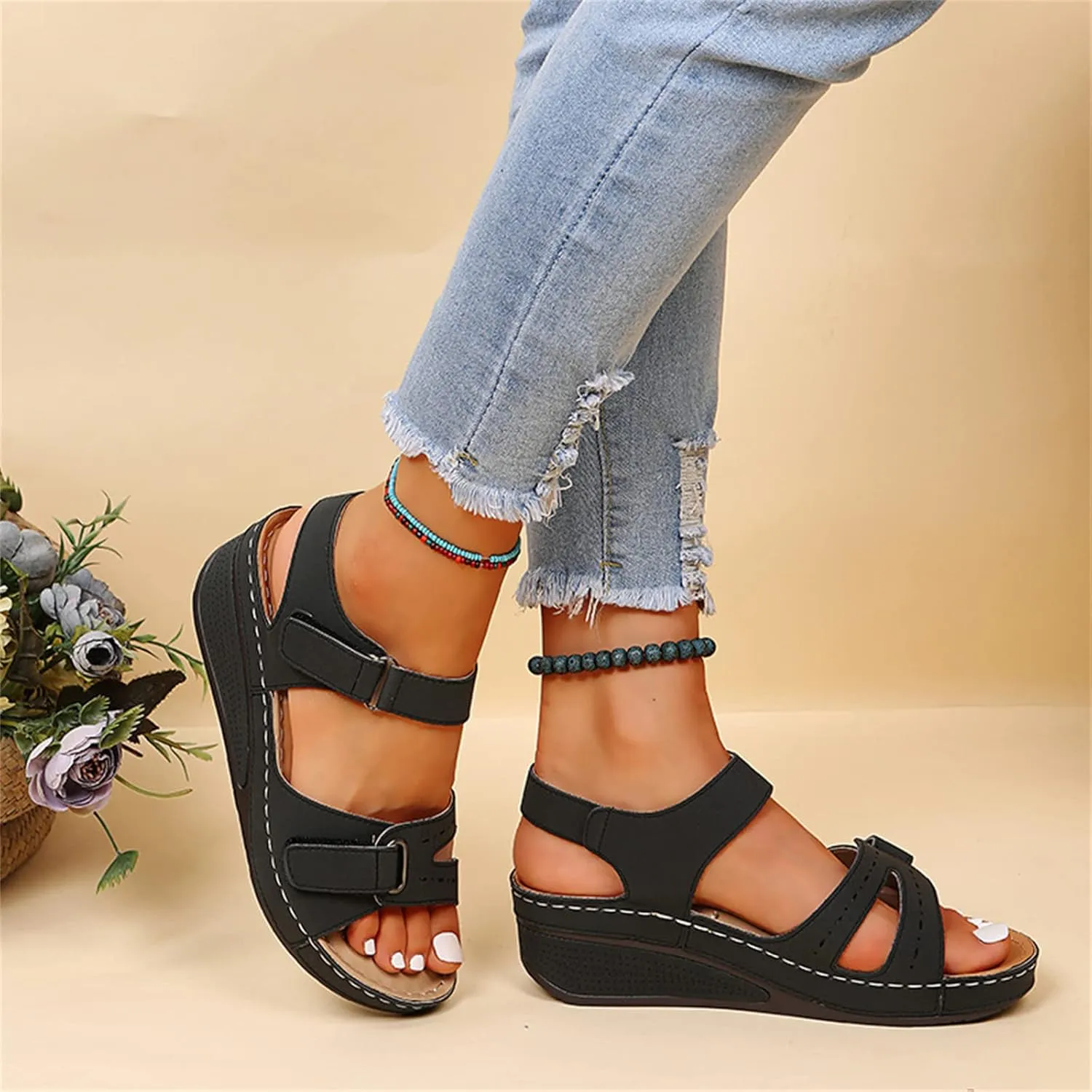 Lausiuoe Orthotic Sandals For Women With Arch Support Dressy Summer Orthopedic Slides Comfy Casual Soft Sole Walking Shoes