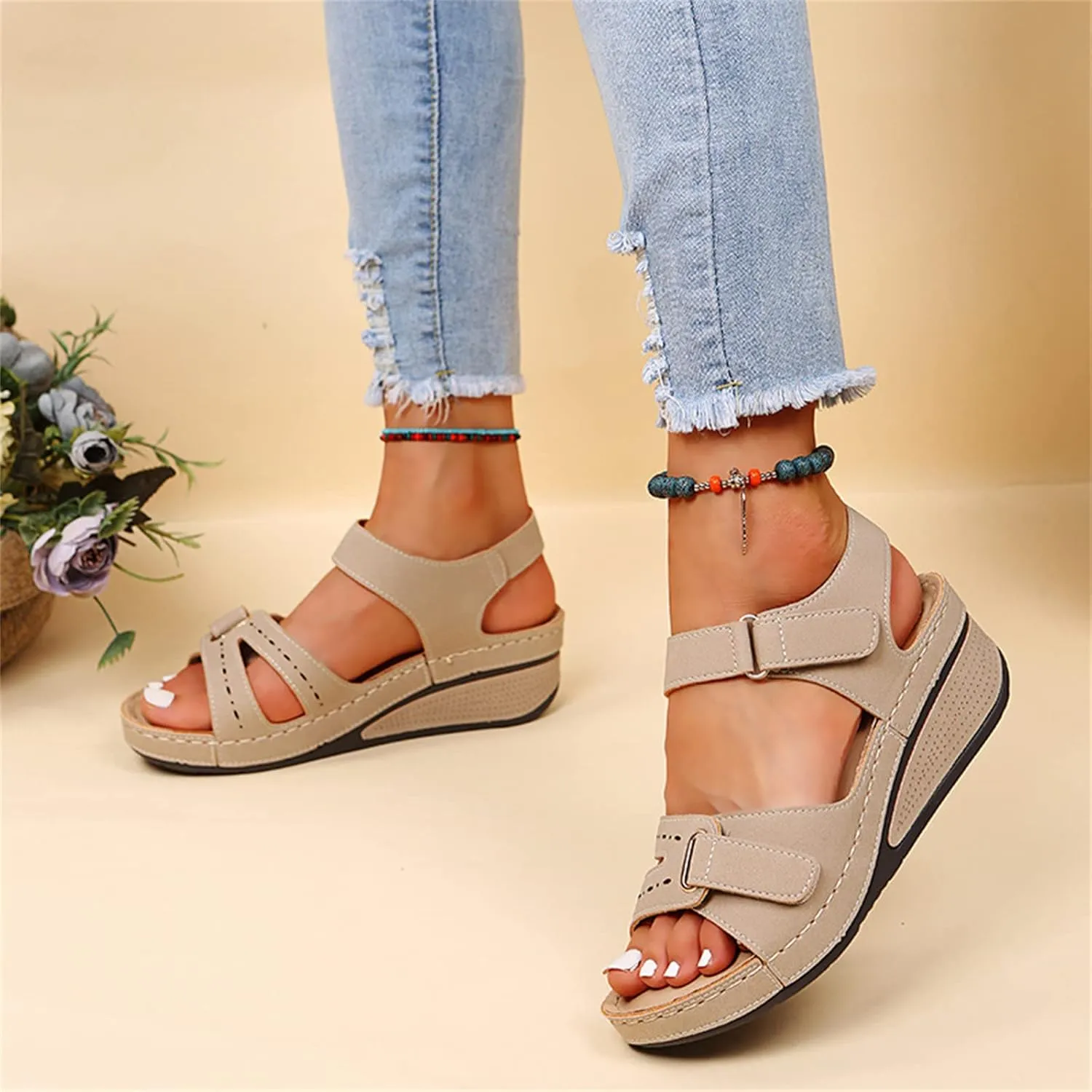 Lausiuoe Orthotic Sandals For Women With Arch Support Dressy Summer Orthopedic Slides Comfy Casual Soft Sole Walking Shoes