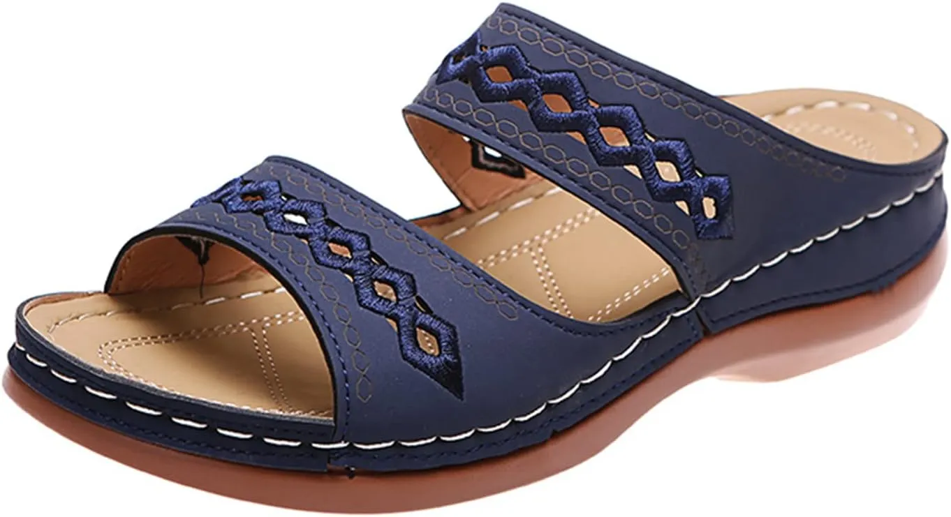 Lausiuoe Women's Comfy Orthotic Sandals,Women's Comfortable Orthopedic Sandals Dressy Summer Arch Support Slide Sandals