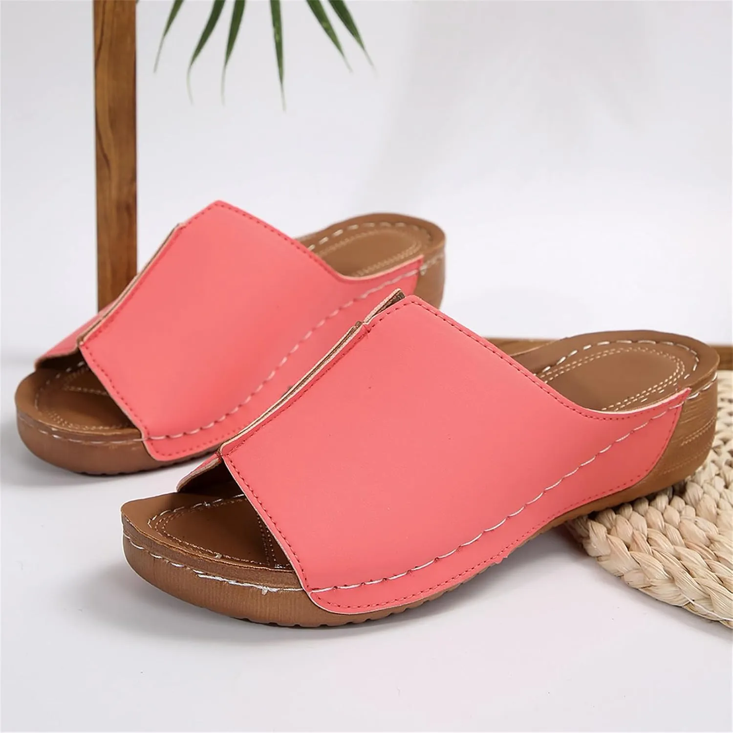 Lausiuoe Women's Sandals Comfortable Cute Fashion Orthotic Flip Flops Slip On Athletic Orthopedic Slippers With Arch Support