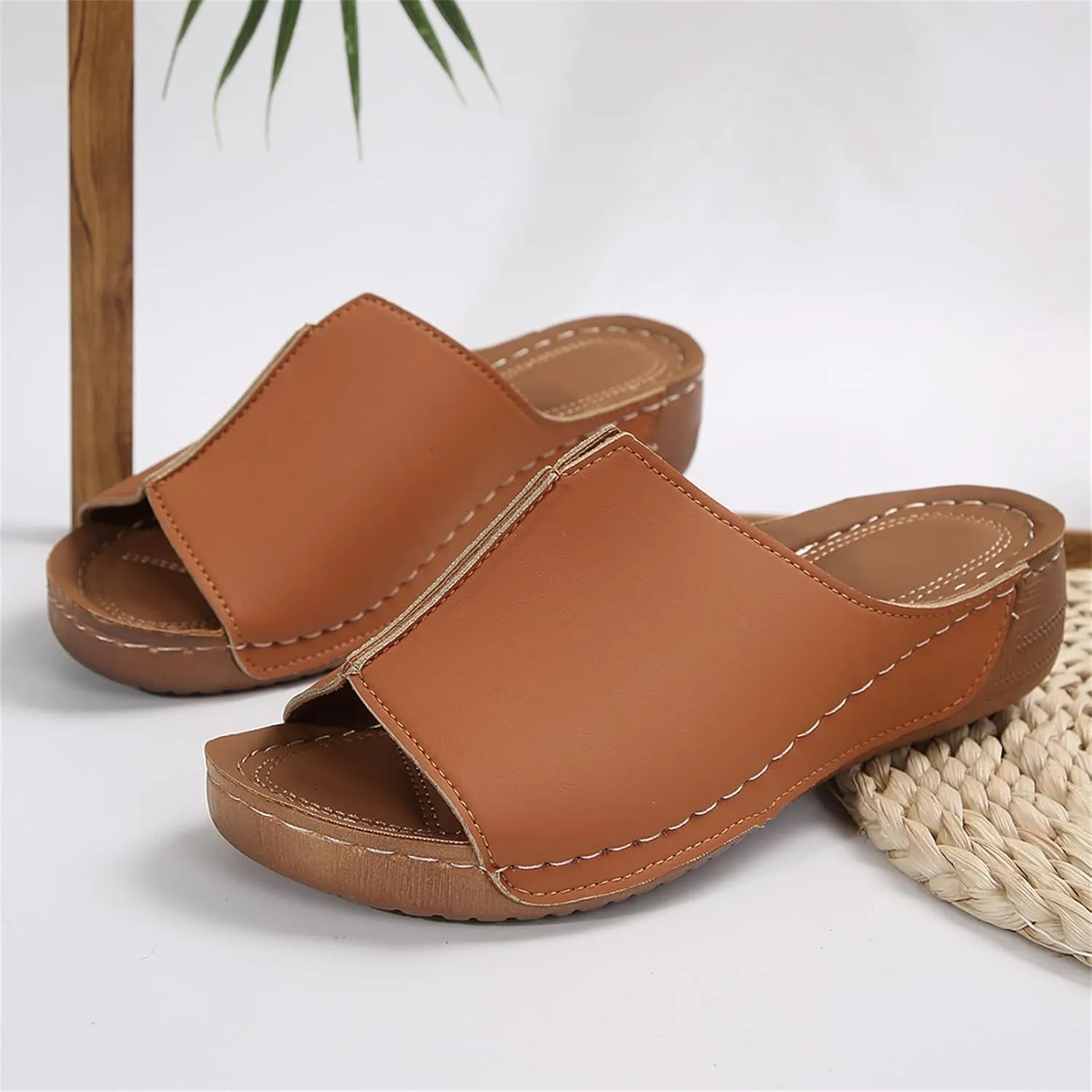 Lausiuoe Women's Sandals Comfortable Cute Fashion Orthotic Flip Flops Slip On Athletic Orthopedic Slippers With Arch Support