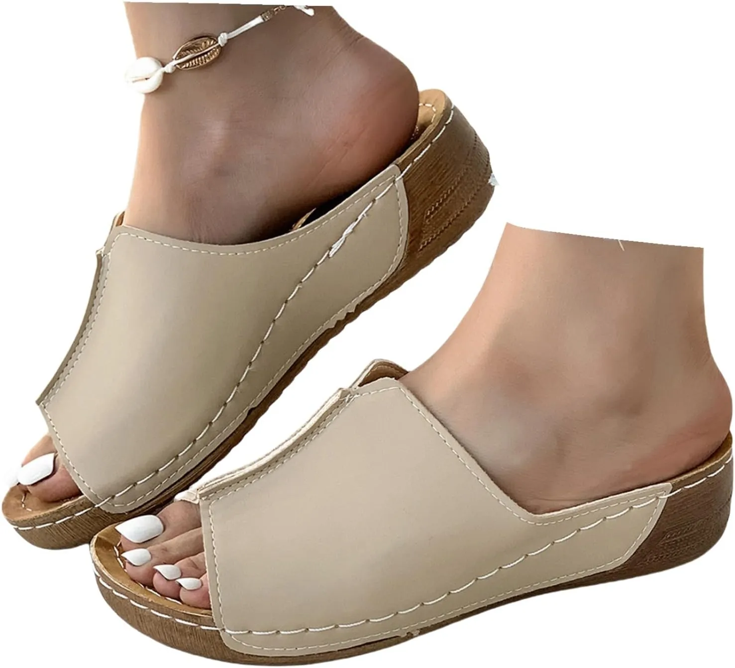 Lausiuoe Women's Sandals Comfortable Cute Fashion Orthotic Flip Flops Slip On Athletic Orthopedic Slippers With Arch Support