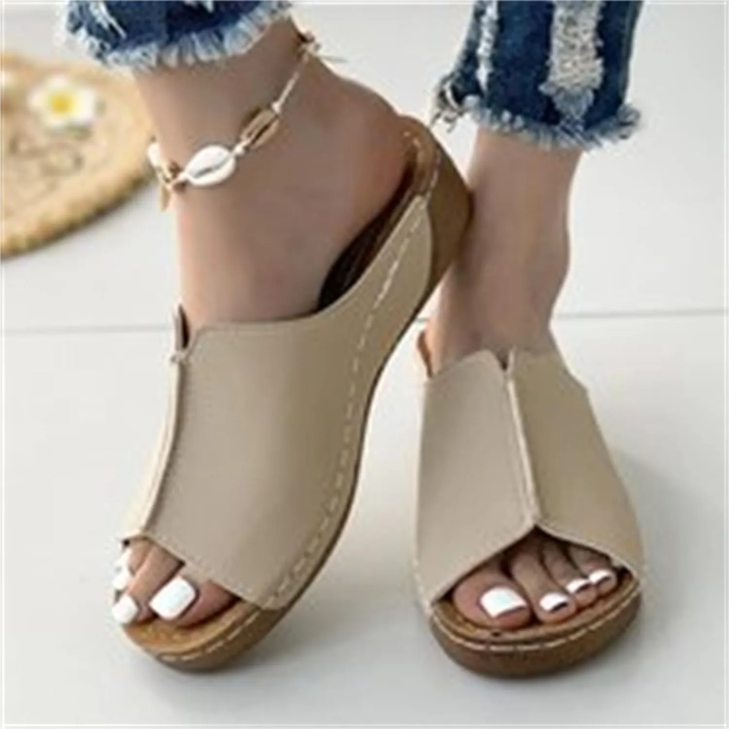 Lausiuoe Women's Sandals Comfortable Cute Fashion Orthotic Flip Flops Slip On Athletic Orthopedic Slippers With Arch Support