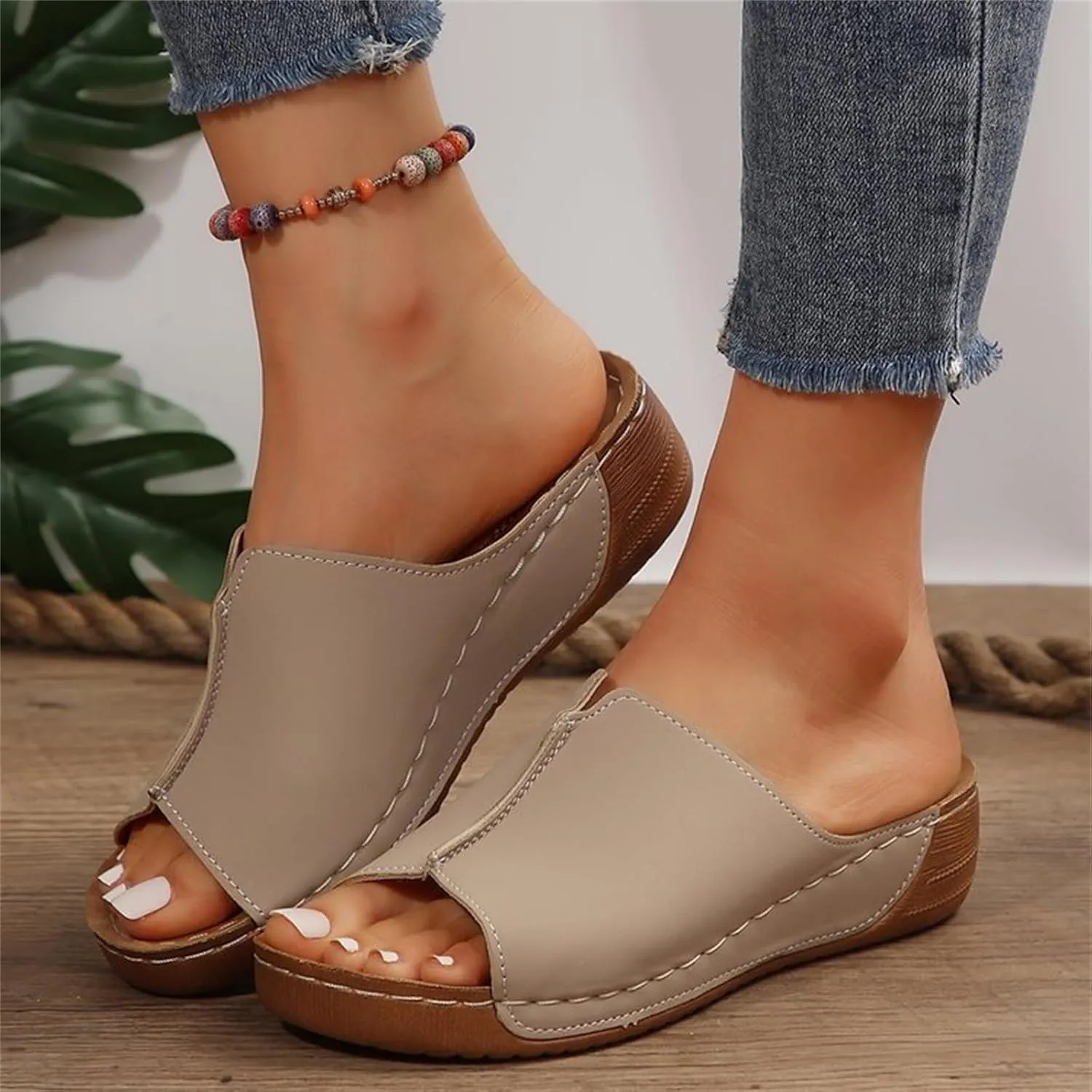 Lausiuoe Women's Sandals Comfortable Cute Fashion Orthotic Flip Flops Slip On Athletic Orthopedic Slippers With Arch Support