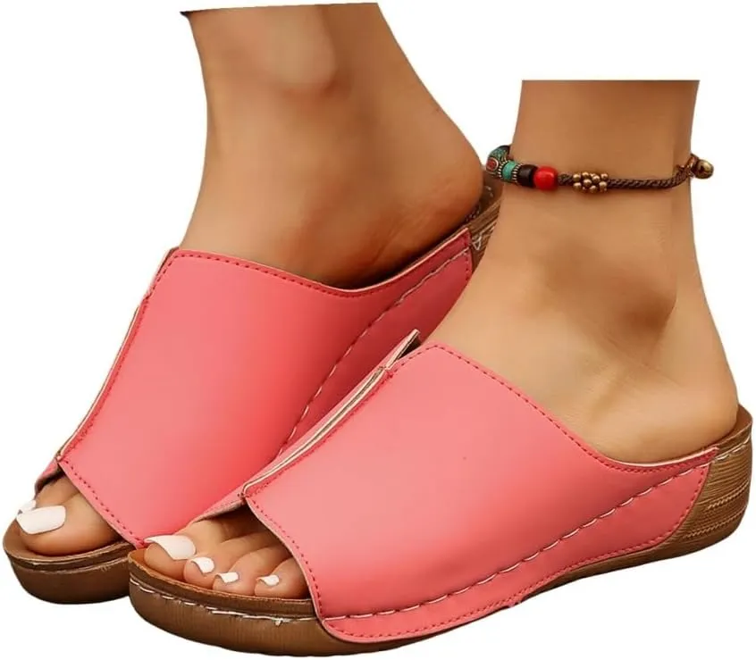 Lausiuoe Women's Sandals Comfortable Cute Fashion Orthotic Flip Flops Slip On Athletic Orthopedic Slippers With Arch Support